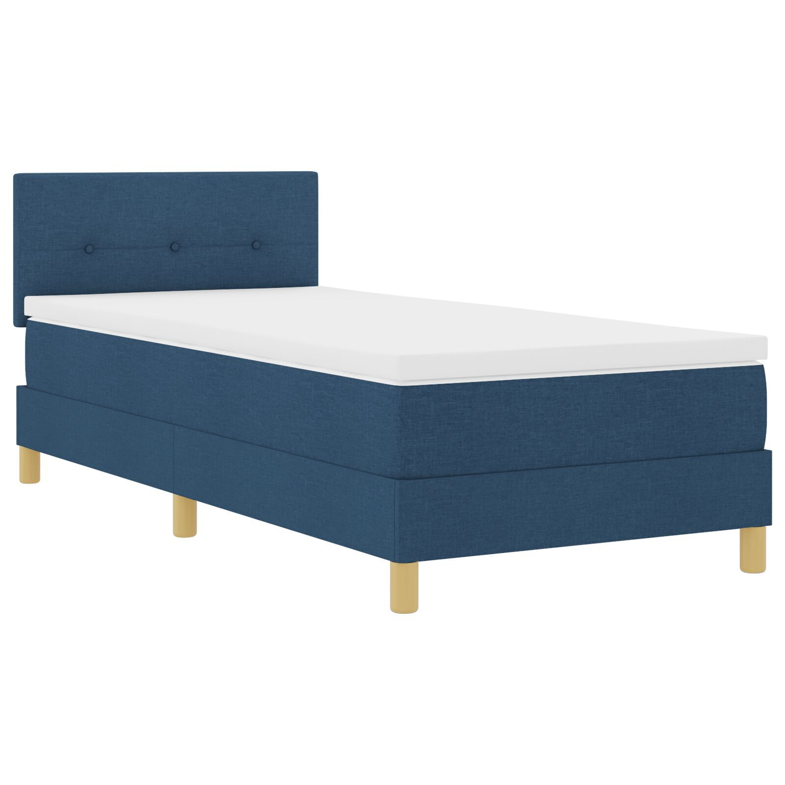 vidaXL Pat boxspring cu saltea cu saltea albastru 90 x 200 cm țesătură