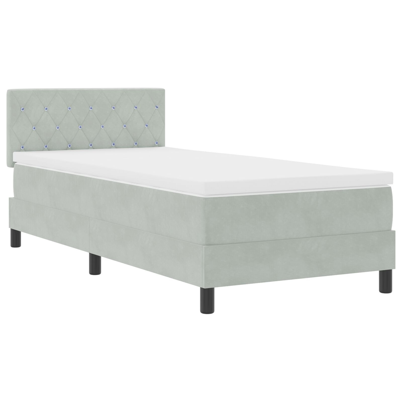 vidaXL Pat cu Arcuri și Saltea Gri deschis 90 x 190 cm țesătură