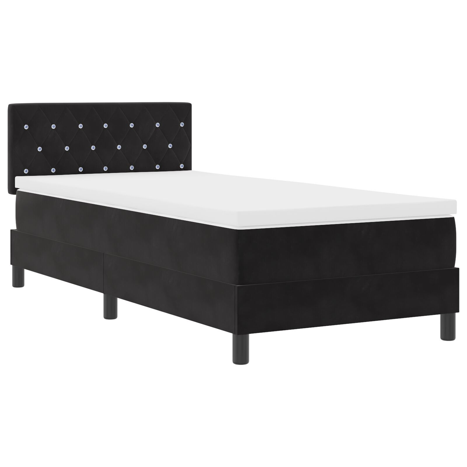 vidaXL Pat cu Arcuri și Saltea cu saltea Negru 90 x 190 cm țesătură
