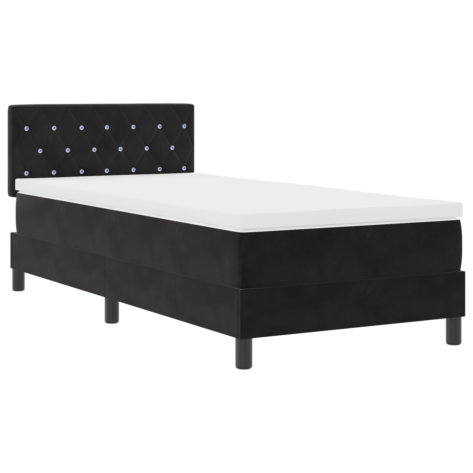 vidaXL Pat cu Arcuri și Saltea cu saltea Negru 100 x 200 cm țesătură vidaXL Pat cu Arcuri și Saltea cu saltea Negru 100 x 200 cm țesătură