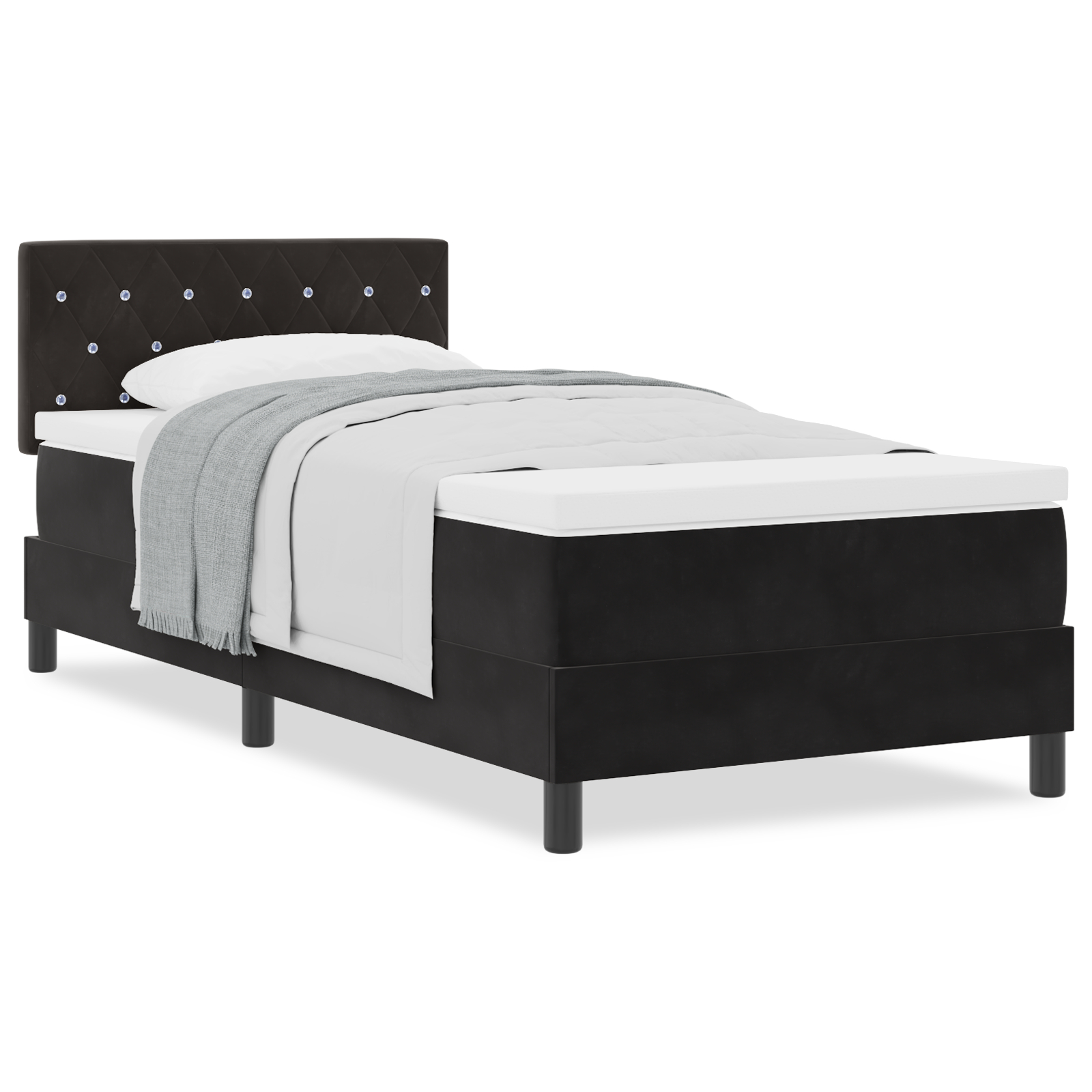 vidaXL Pat cu Arcuri și Saltea cu saltea Negru 100 x 200 cm țesătură vidaXL Pat cu Arcuri și Saltea cu saltea Negru 100 x 200 cm țesătură