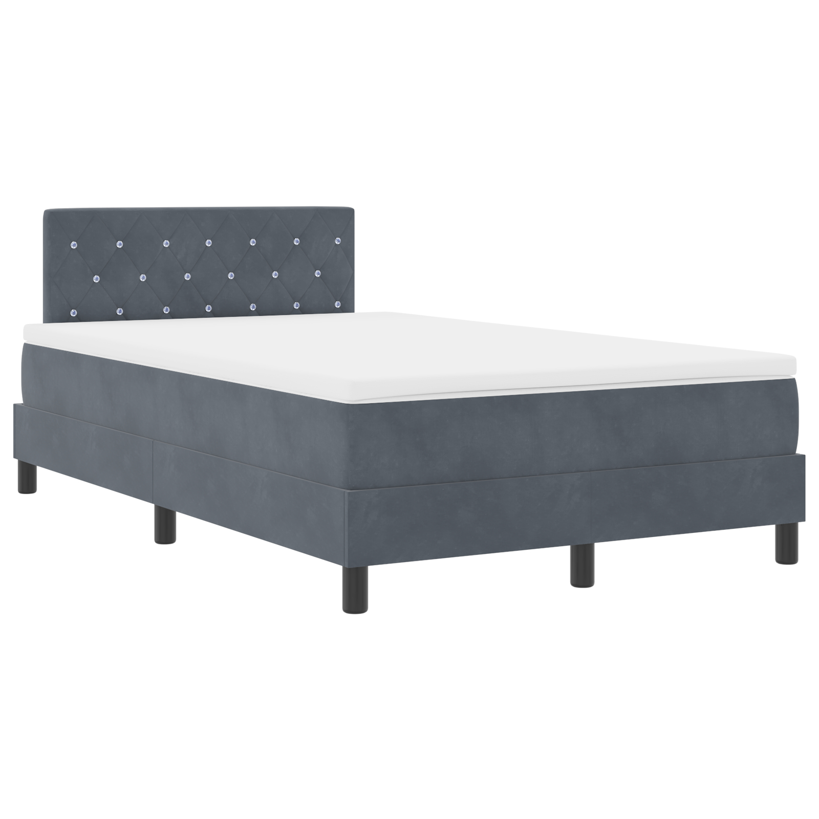 vidaXL Pat cu Arcuri și Saltea Gri închis 120 x 200 cm țesătură vidaXL Pat cu Arcuri și Saltea Gri închis 120 x 200 cm țesătură