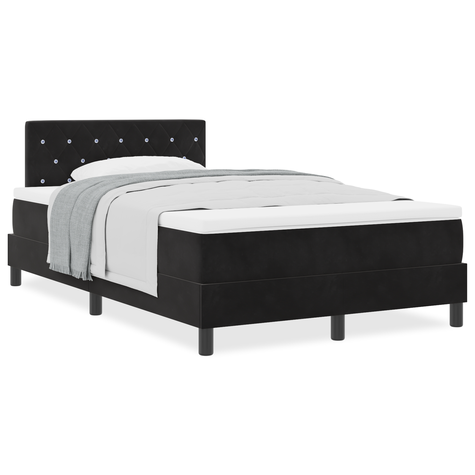 vidaXL Pat cu Arcuri și Saltea cu saltea Negru 120 x 200 cm țesătură vidaXL Pat cu Arcuri și Saltea cu saltea Negru 120 x 200 cm țesătură