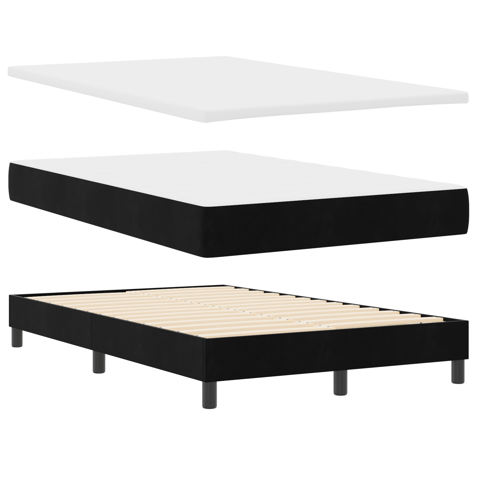 vidaXL Pat cu Arcuri și Saltea cu saltea Negru 120 x 200 cm țesătură vidaXL Pat cu Arcuri și Saltea cu saltea Negru 120 x 200 cm țesătură