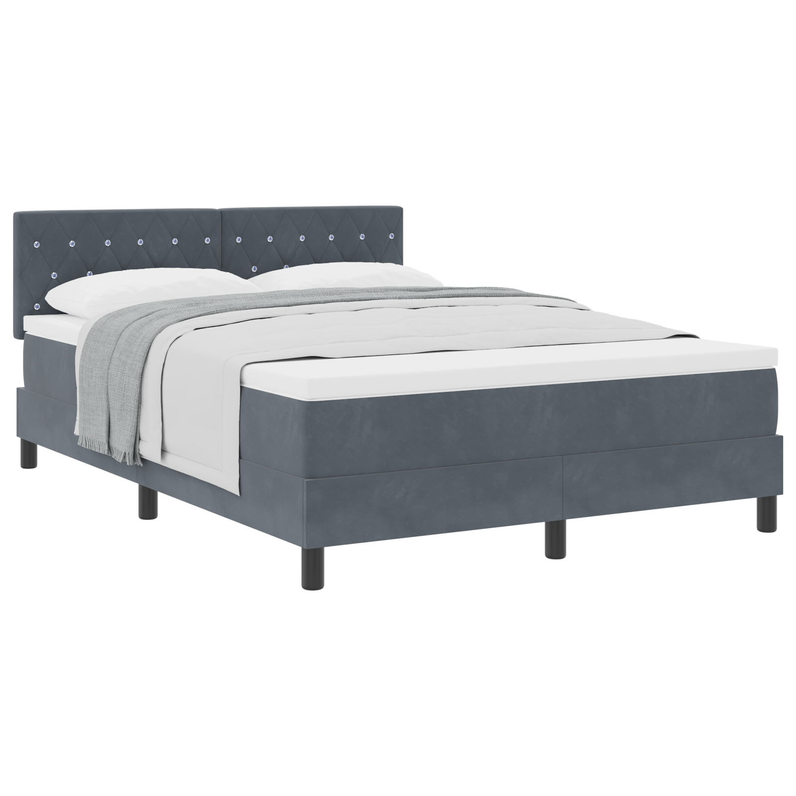 vidaXL Pat cu Arcuri și Saltea Gri închis 140 x 190 cm țesătură vidaXL Pat cu Arcuri și Saltea Gri închis 140 x 190 cm țesătură