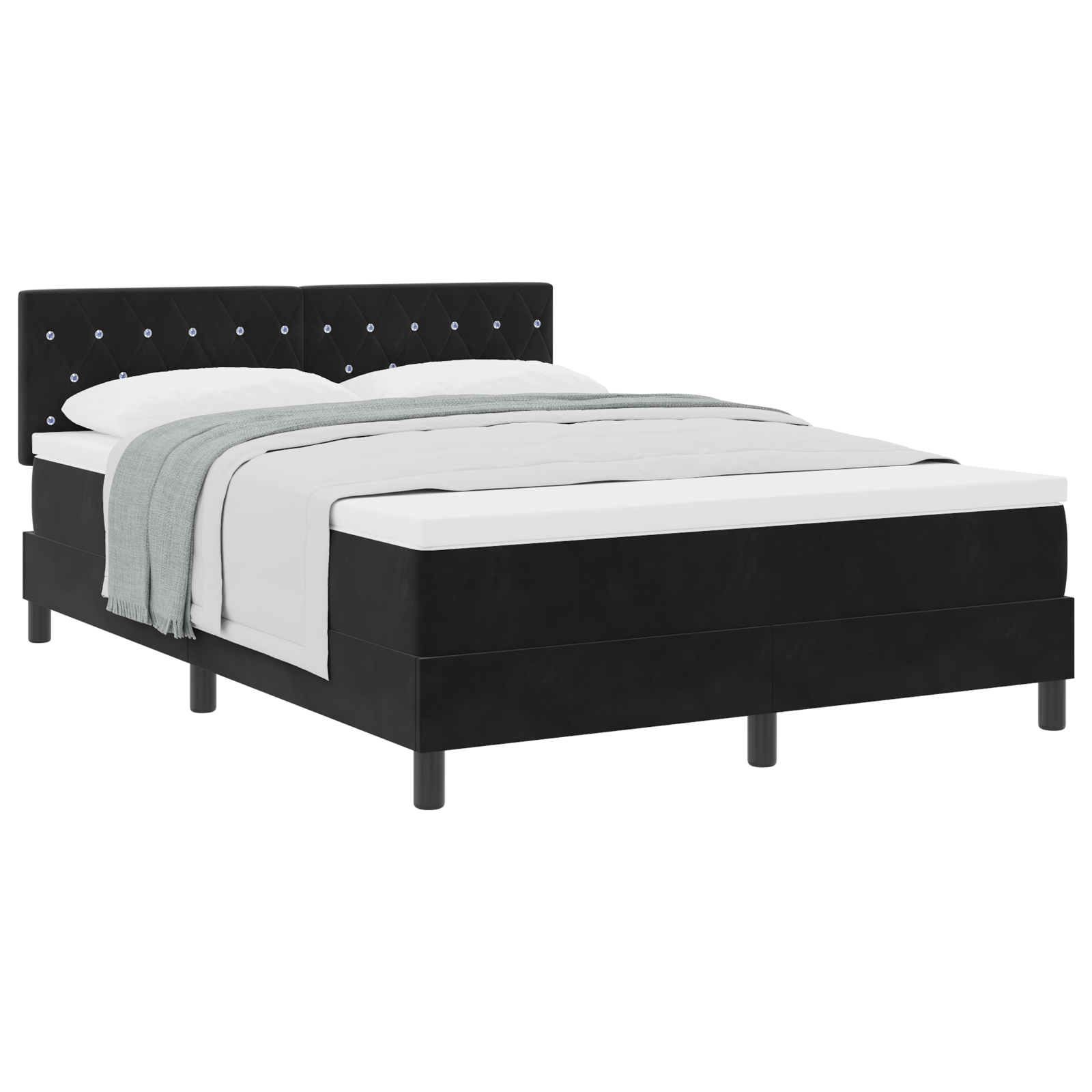 vidaXL Pat cu Arcuri și Saltea cu saltea Negru 140 x 190 cm țesătură vidaXL Pat cu Arcuri și Saltea cu saltea Negru 140 x 190 cm țesătură