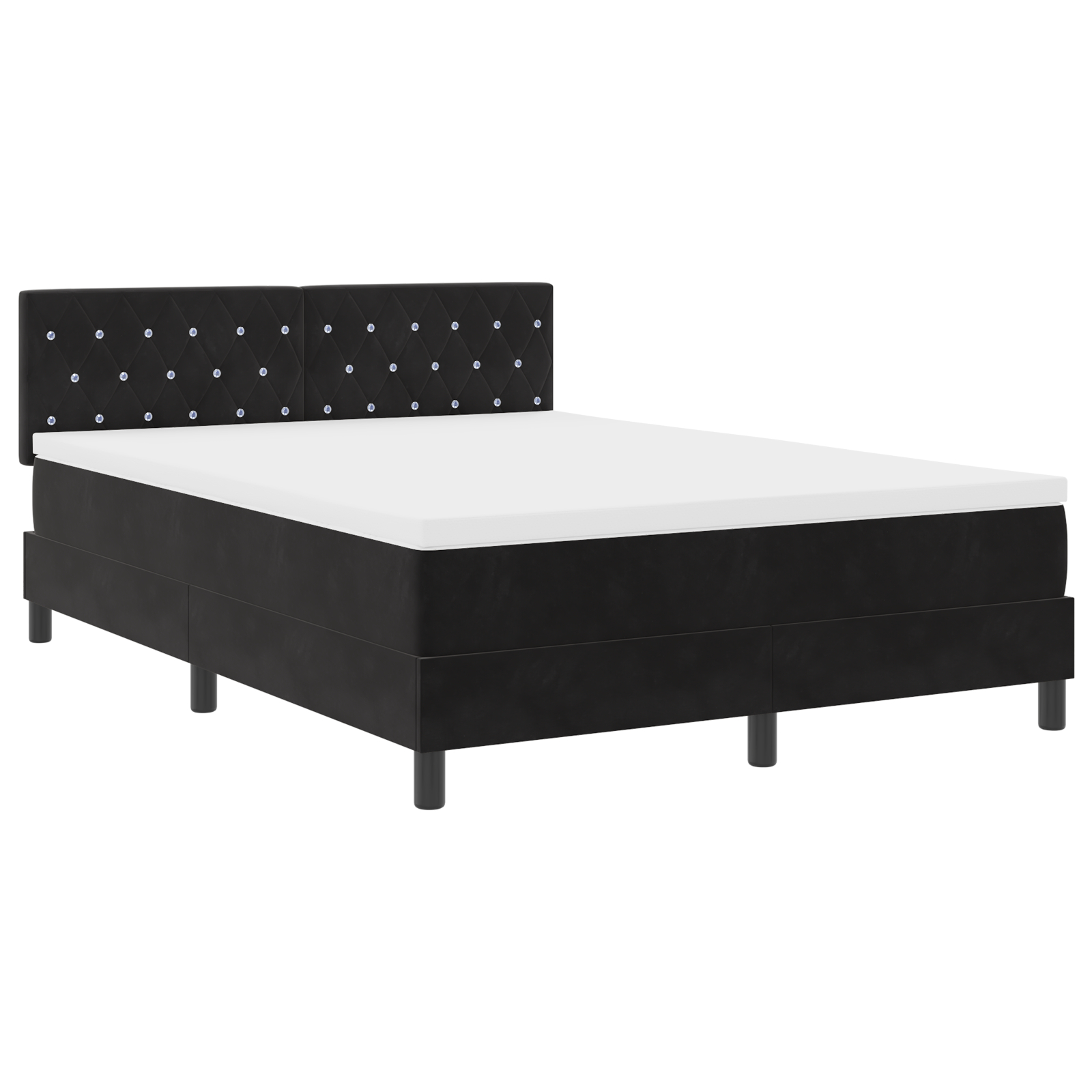 vidaXL Pat cu Arcuri și Saltea cu saltea Negru 140 x 190 cm țesătură vidaXL Pat cu Arcuri și Saltea cu saltea Negru 140 x 190 cm țesătură