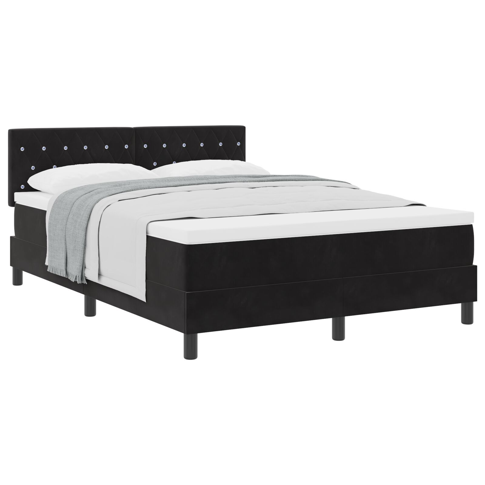 vidaXL Pat cu Arcuri și Saltea cu saltea Negru 140 x 200 cm țesătură vidaXL Pat cu Arcuri și Saltea cu saltea Negru 140 x 200 cm țesătură