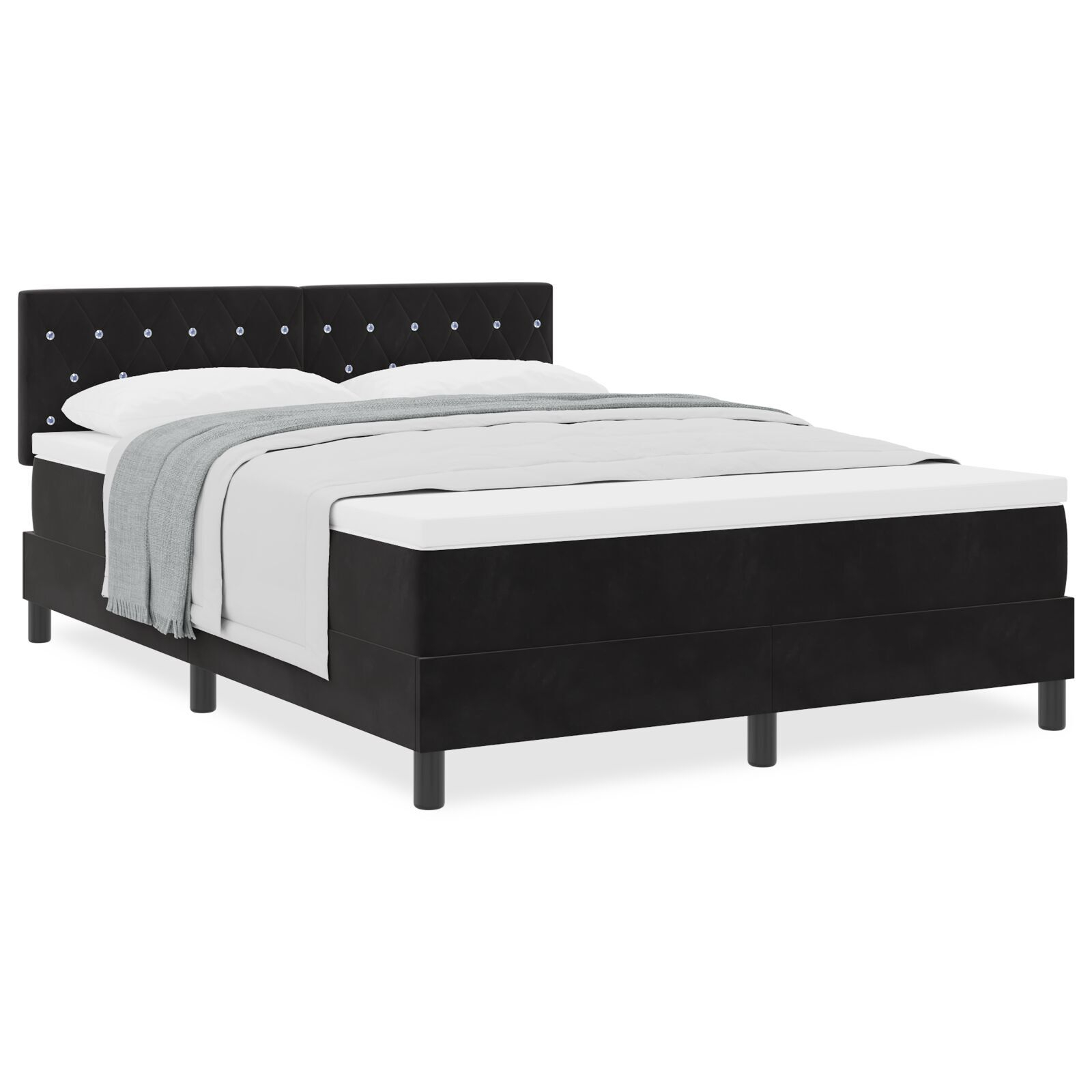 vidaXL Pat cu Arcuri și Saltea cu saltea Negru 140 x 200 cm țesătură vidaXL Pat cu Arcuri și Saltea cu saltea Negru 140 x 200 cm țesătură
