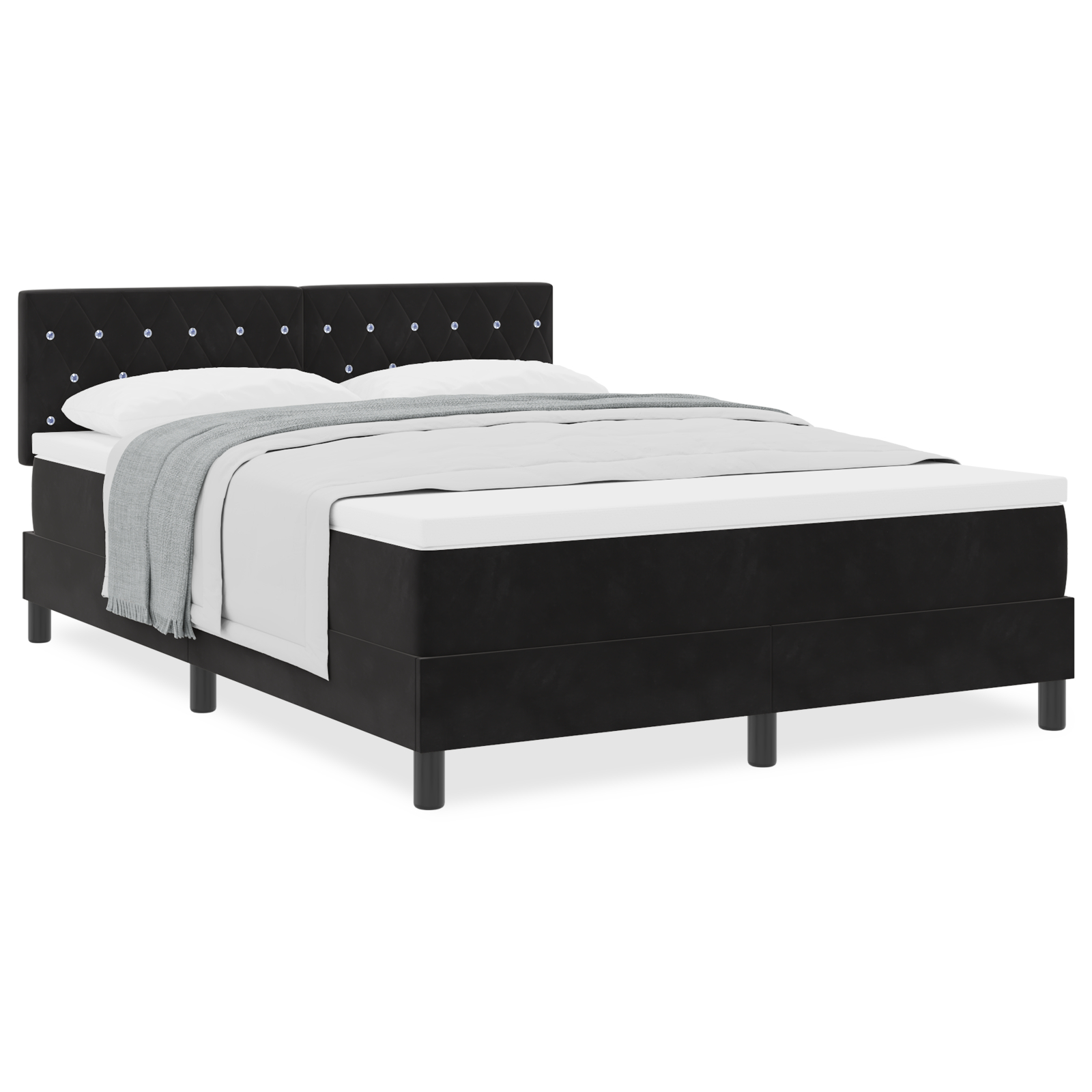 vidaXL Pat cu Arcuri și Saltea cu saltea Negru 160 x 200 cm țesătură vidaXL Pat cu Arcuri și Saltea cu saltea Negru 160 x 200 cm țesătură