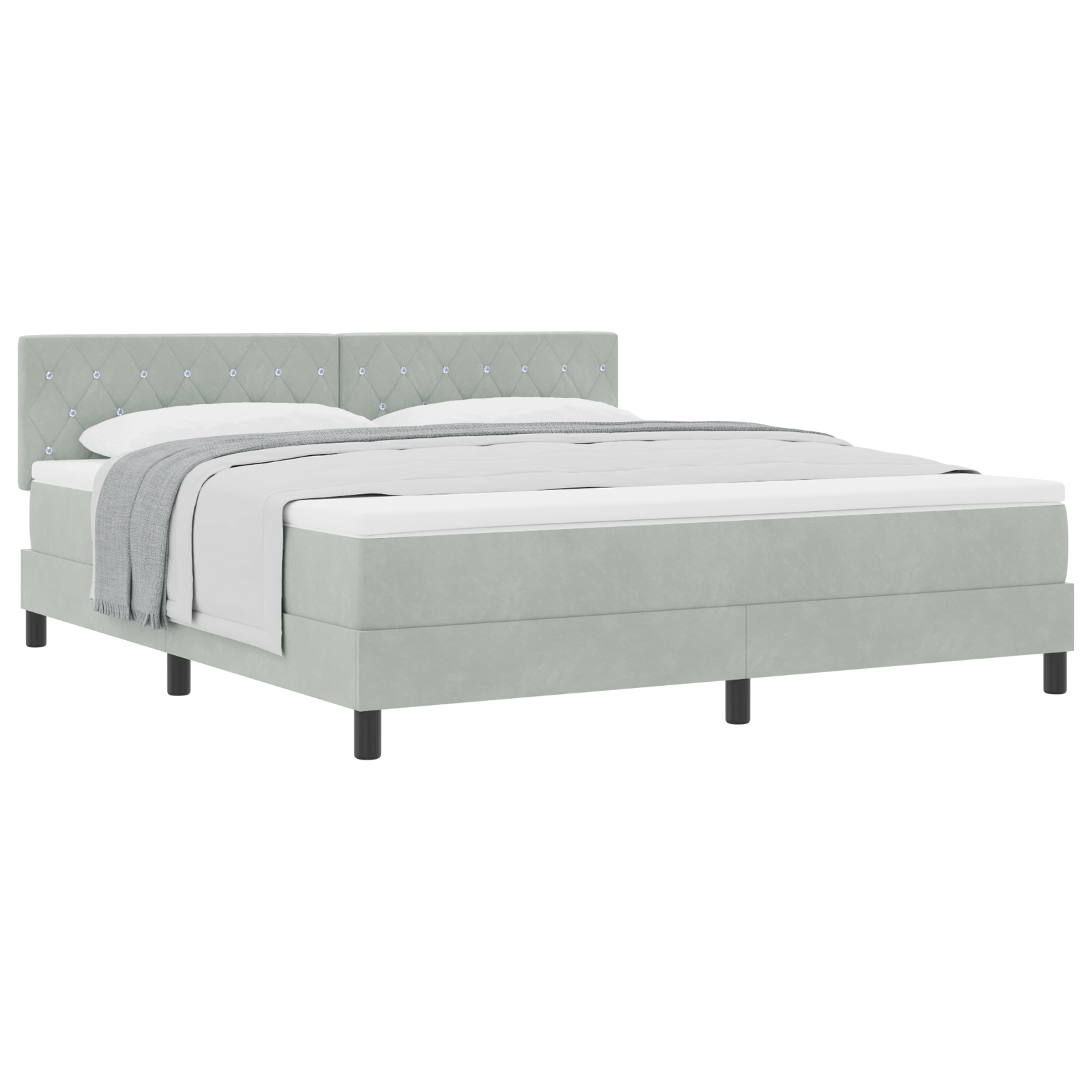vidaXL Pat cu Arcuri și Saltea Gri deschis 180 x 200 cm țesătură vidaXL Pat cu Arcuri și Saltea Gri deschis 180 x 200 cm țesătură