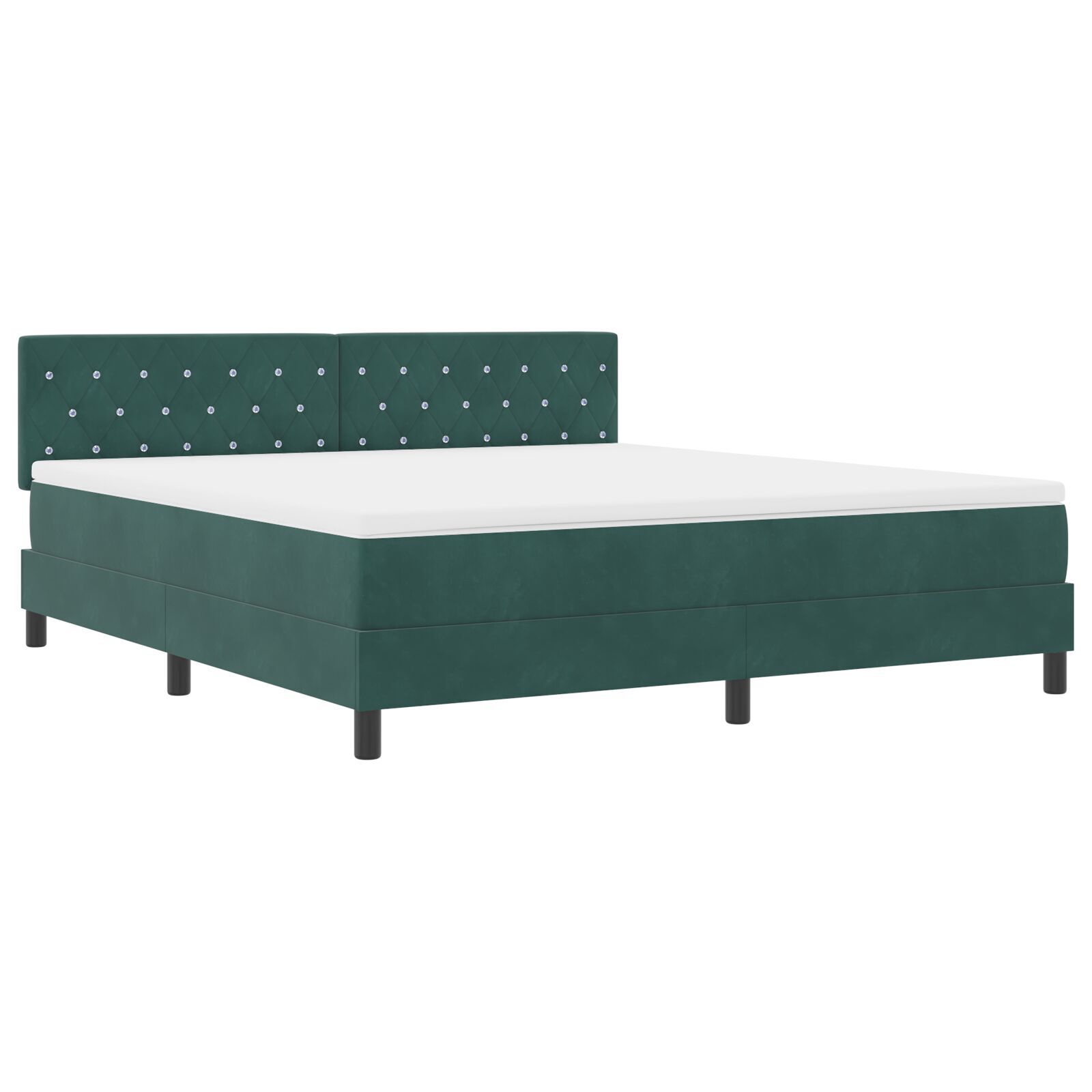 vidaXL Pat cu Arcuri și Saltea Verde închis 180 x 200 cm țesătură vidaXL Pat cu Arcuri și Saltea Verde închis 180 x 200 cm țesătură