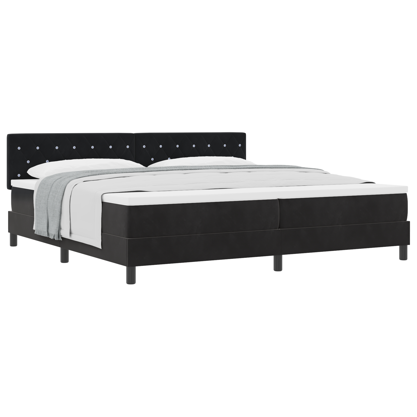 vidaXL Pat cu Arcuri și Saltea cu saltea Negru 200 x 200 cm țesătură vidaXL Pat cu Arcuri și Saltea cu saltea Negru 200 x 200 cm țesătură
