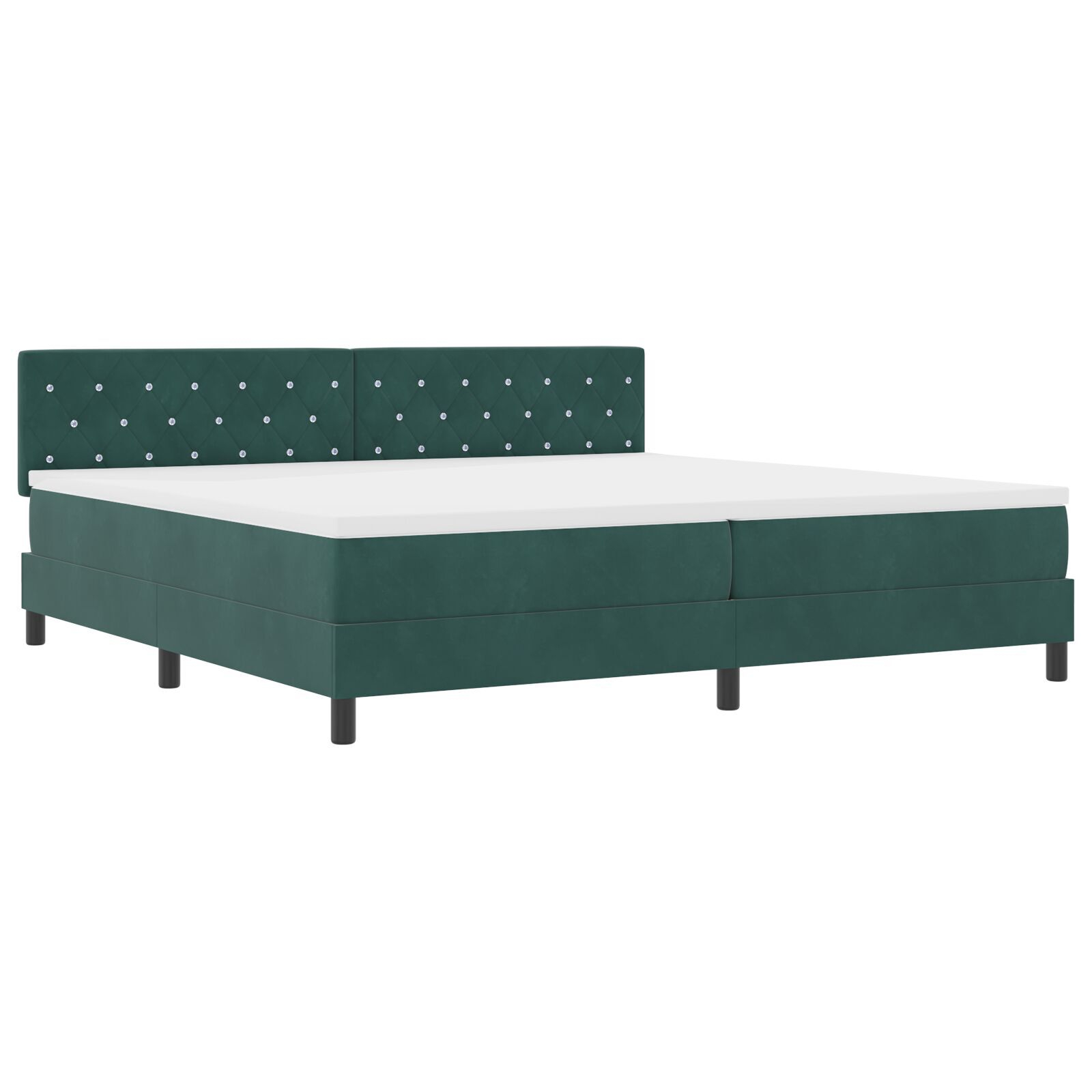 vidaXL Pat cu Arcuri și Saltea Verde închis 200 x 200 cm țesătură vidaXL Pat cu Arcuri și Saltea Verde închis 200 x 200 cm țesătură