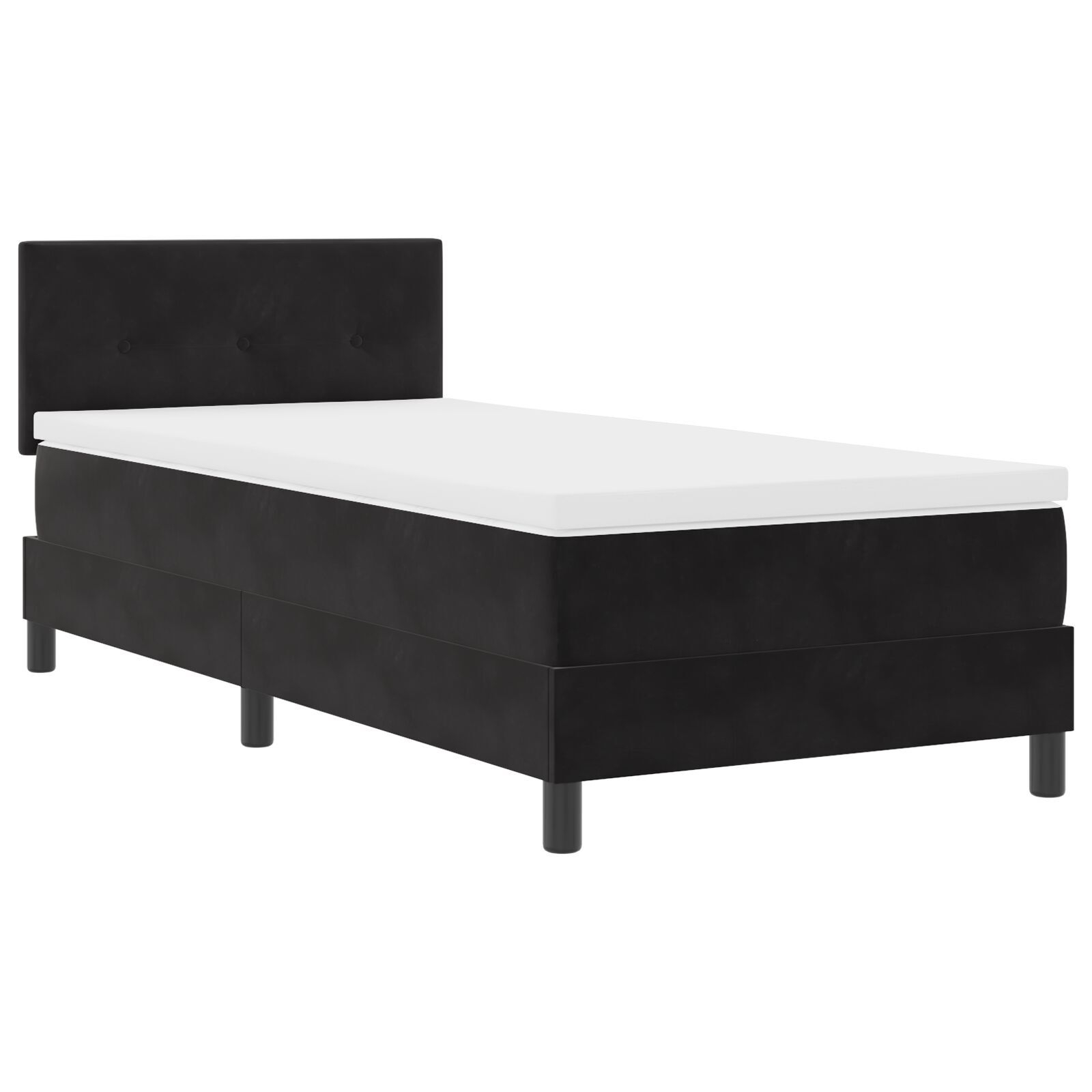 vidaXL Pat cu Arcuri și Saltea cu saltea Negru 90 x 190 cm țesătură vidaXL Pat cu Arcuri și Saltea cu saltea Negru 90 x 190 cm țesătură