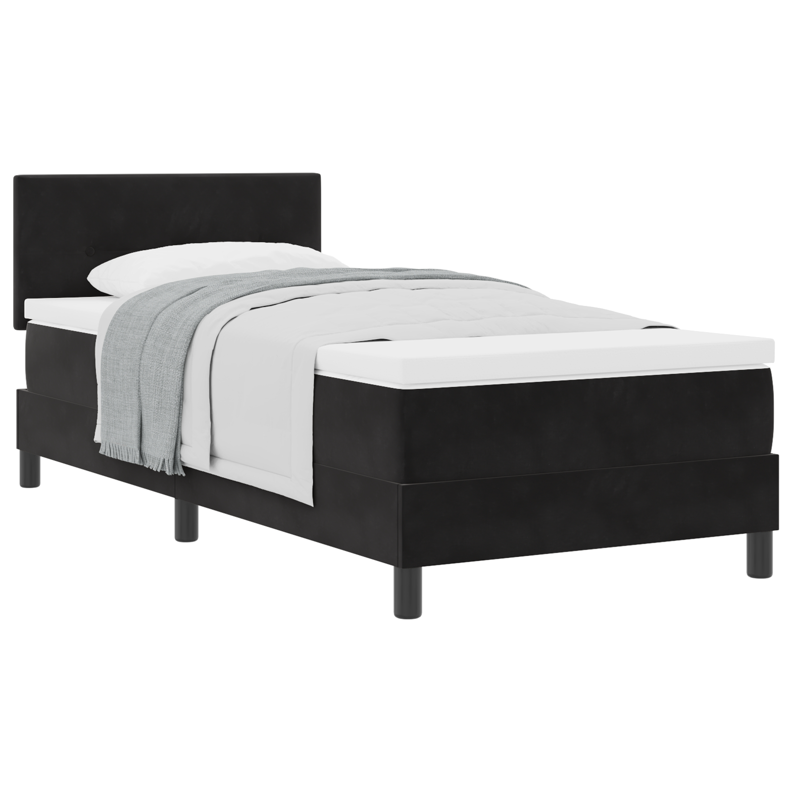 vidaXL Pat cu Arcuri și Saltea cu saltea Negru 100 x 200 cm țesătură vidaXL Pat cu Arcuri și Saltea cu saltea Negru 100 x 200 cm țesătură