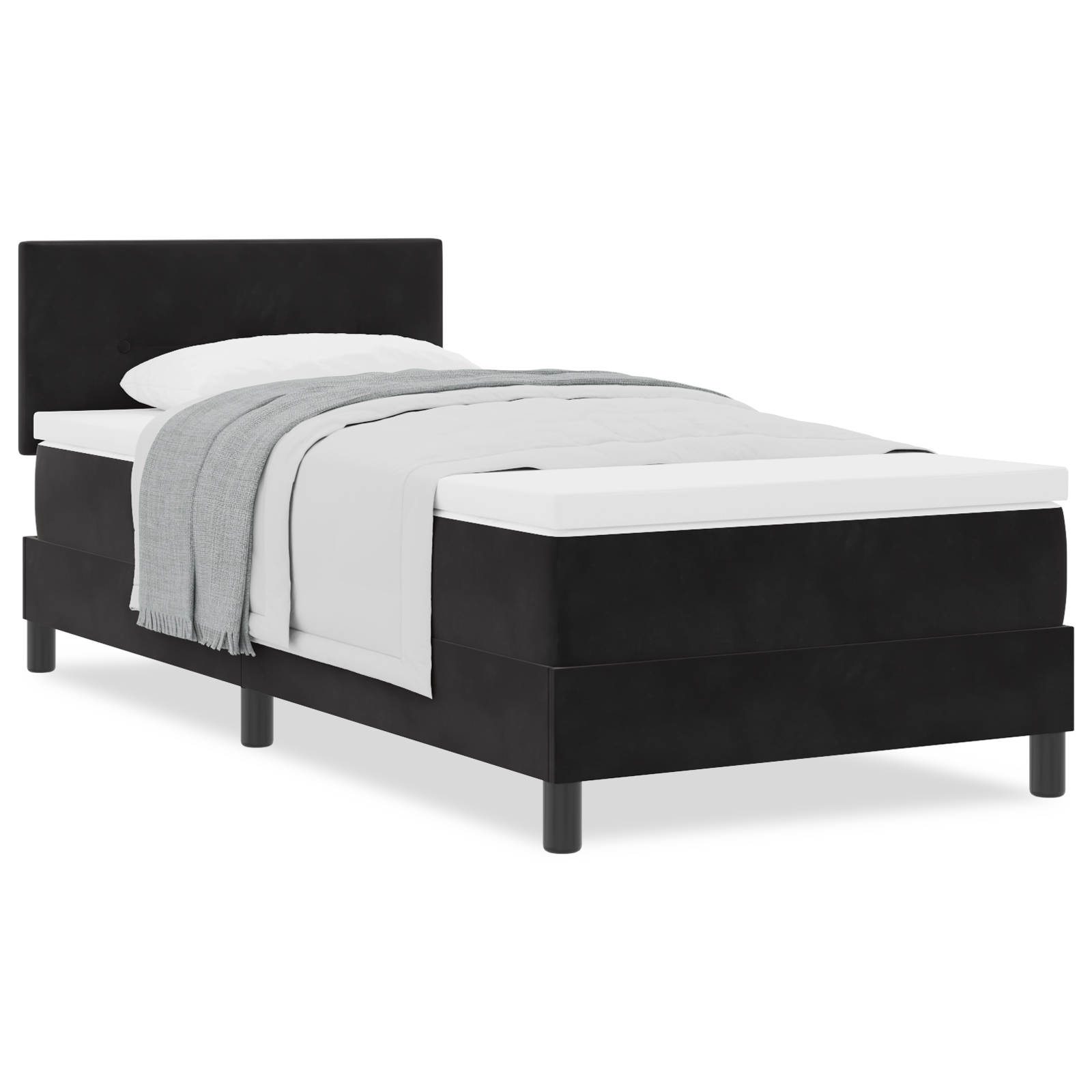 vidaXL Pat cu Arcuri și Saltea cu saltea Negru 100 x 200 cm țesătură vidaXL Pat cu Arcuri și Saltea cu saltea Negru 100 x 200 cm țesătură