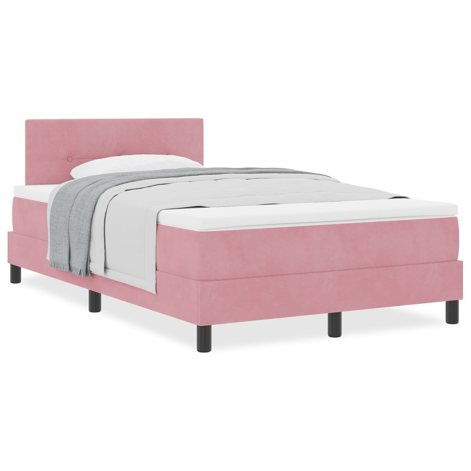 vidaXL Pat cu Arcuri și Saltea cu saltea Roz 120 x 200 cm țesătură vidaXL Pat cu Arcuri și Saltea cu saltea Roz 120 x 200 cm țesătură