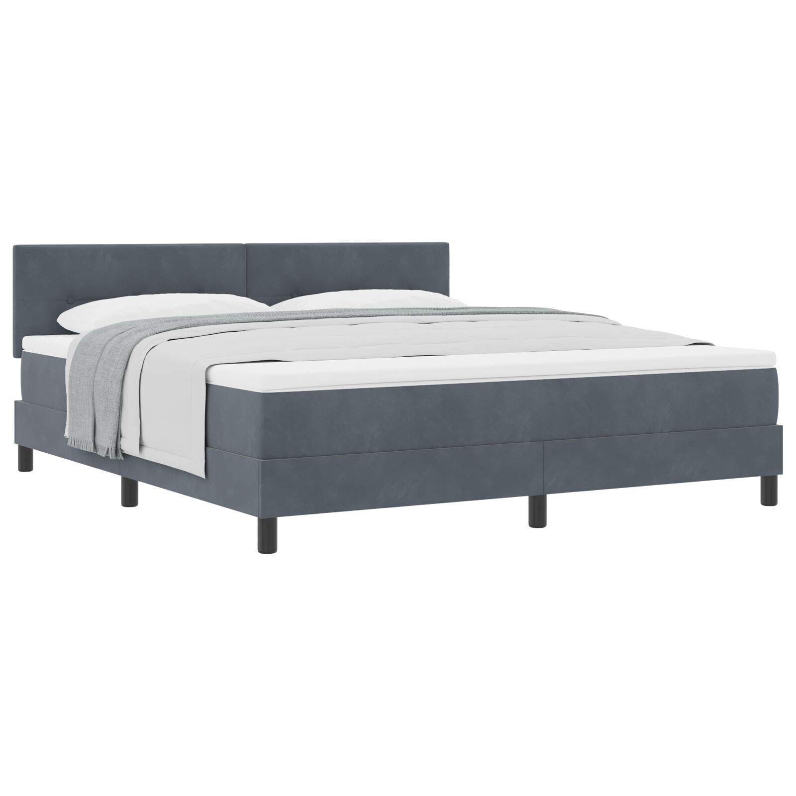 vidaXL Pat cu Arcuri și Saltea Gri închis 180 x 200 cm țesătură
