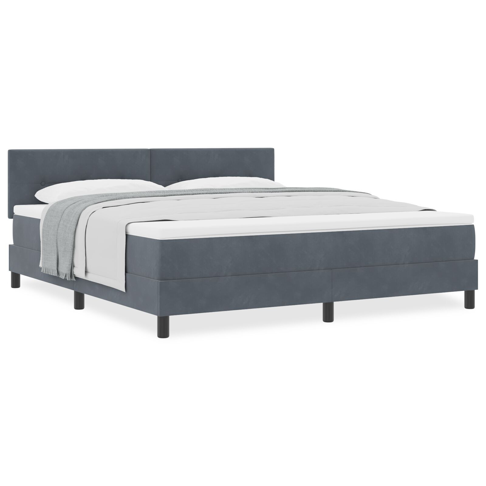vidaXL Pat cu Arcuri și Saltea Gri închis 180 x 200 cm țesătură