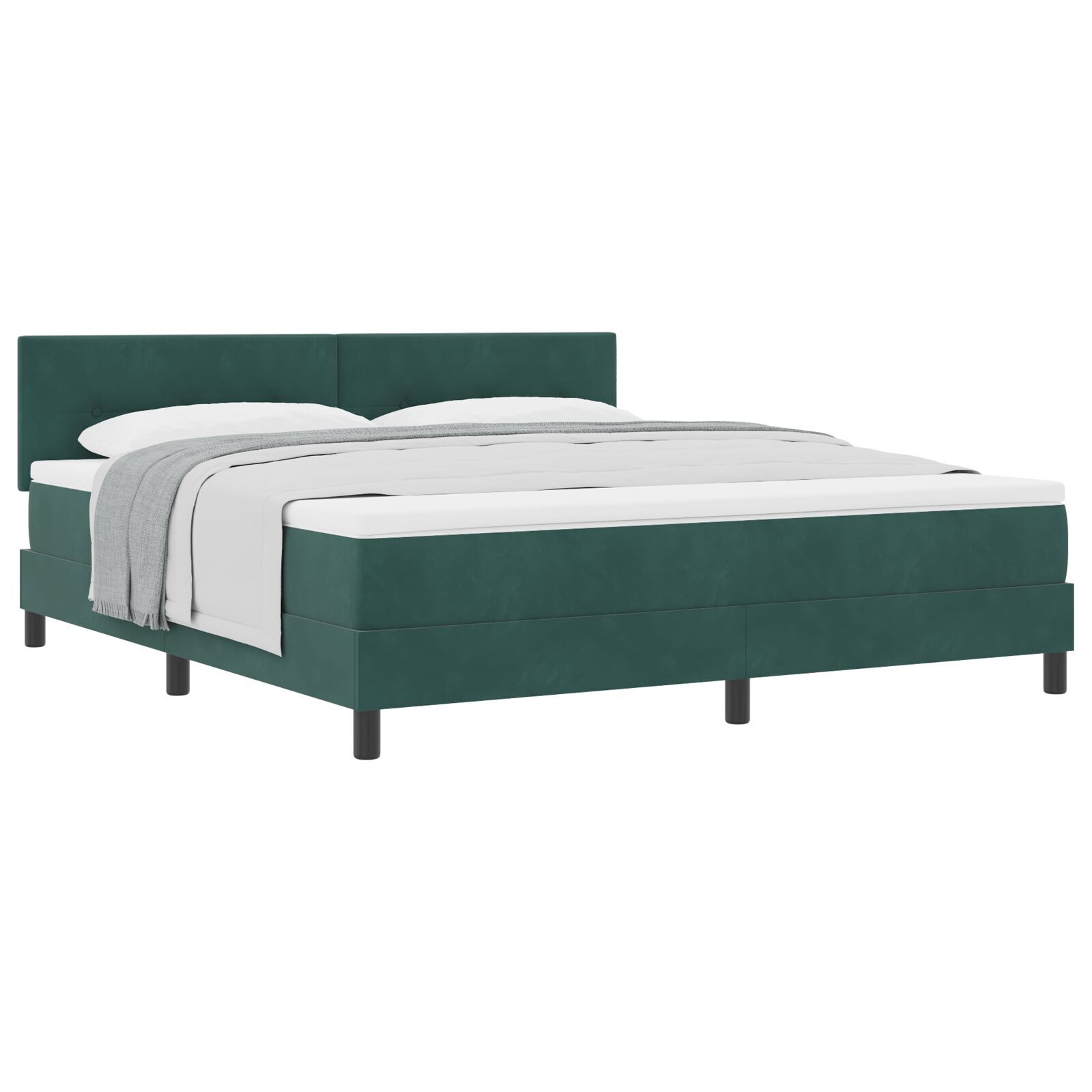 vidaXL Pat cu Arcuri și Saltea Verde închis 180 x 200 cm țesătură vidaXL Pat cu Arcuri și Saltea Verde închis 180 x 200 cm țesătură