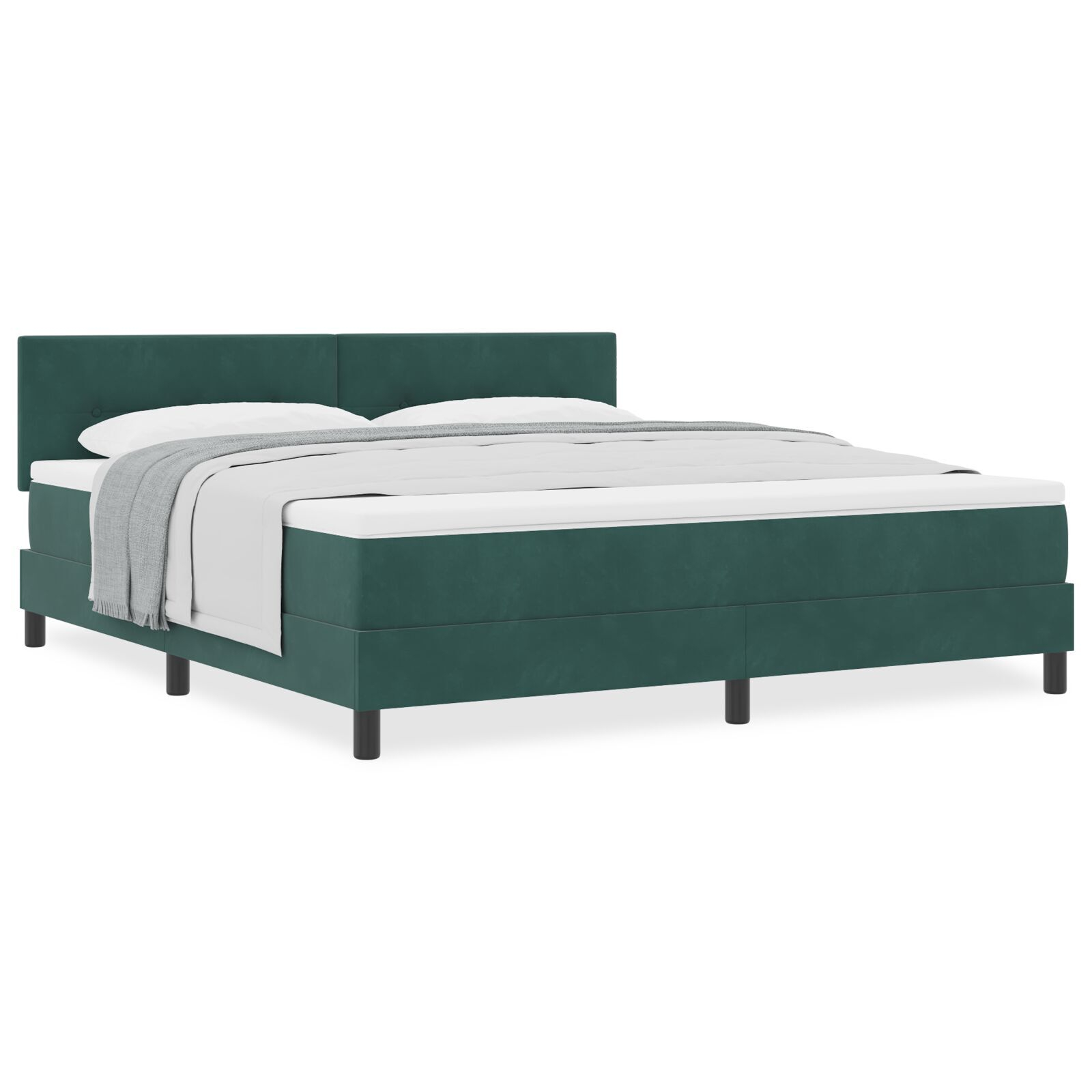 vidaXL Pat cu Arcuri și Saltea Verde închis 180 x 200 cm țesătură vidaXL Pat cu Arcuri și Saltea Verde închis 180 x 200 cm țesătură