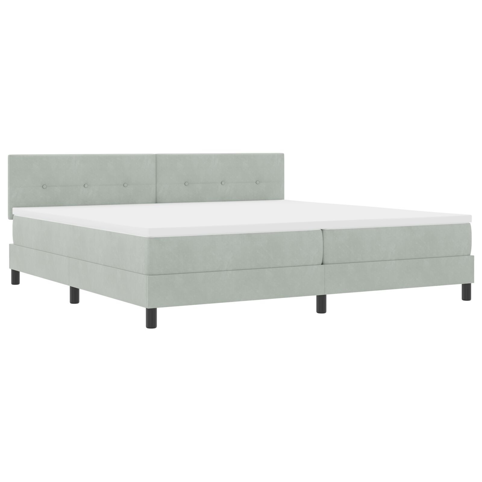 vidaXL Pat cu Arcuri și Saltea Gri deschis 200 x 200 cm țesătură vidaXL Pat cu Arcuri și Saltea Gri deschis 200 x 200 cm țesătură