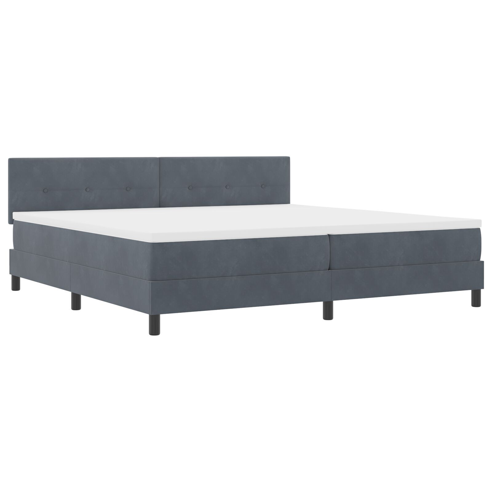 vidaXL Pat cu Arcuri și Saltea Gri închis 200 x 200 cm țesătură