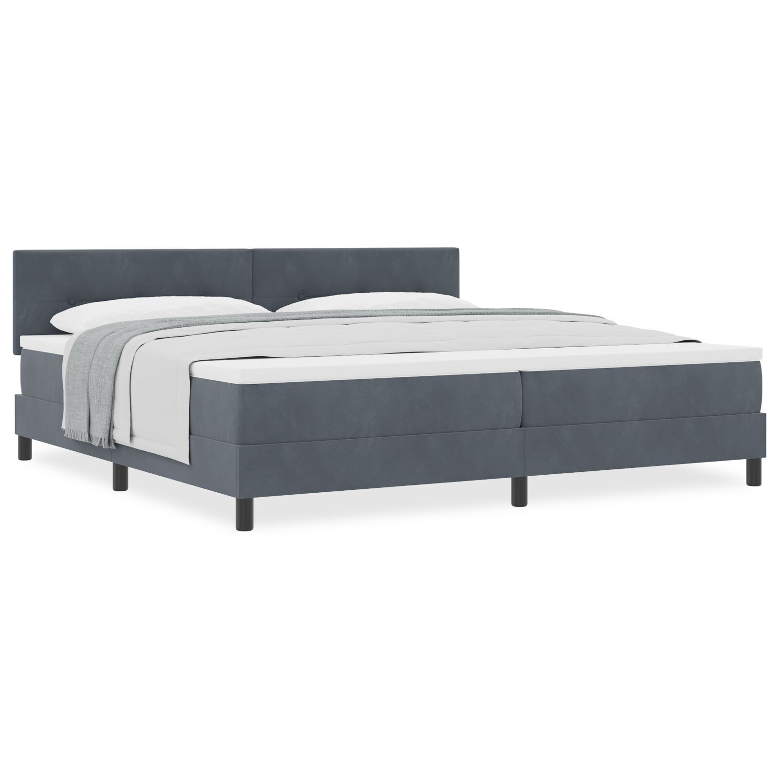 vidaXL Pat cu Arcuri și Saltea Gri închis 200 x 200 cm țesătură
