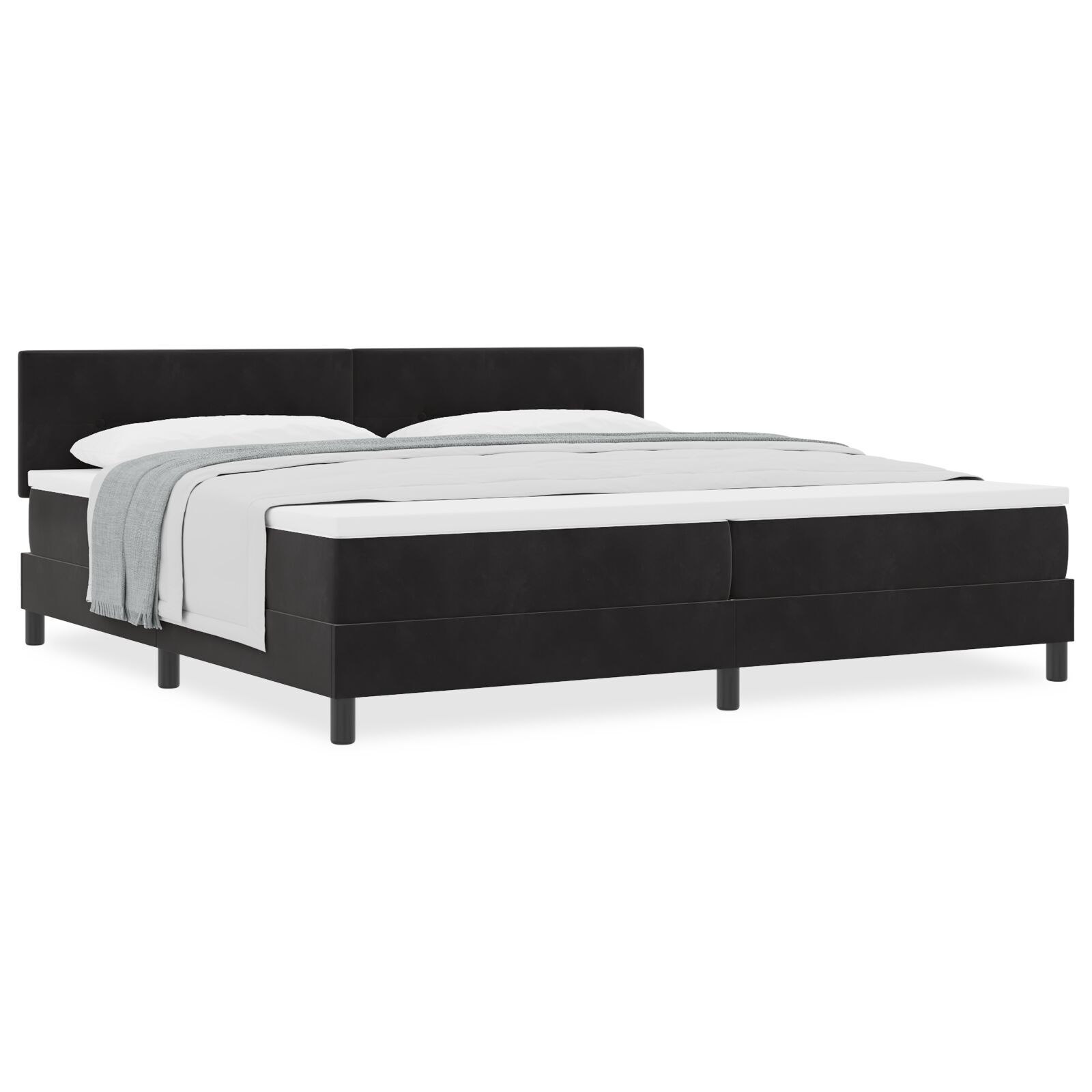 vidaXL Pat cu Arcuri și Saltea cu saltea Negru 200 x 200 cm țesătură vidaXL Pat cu Arcuri și Saltea cu saltea Negru 200 x 200 cm țesătură