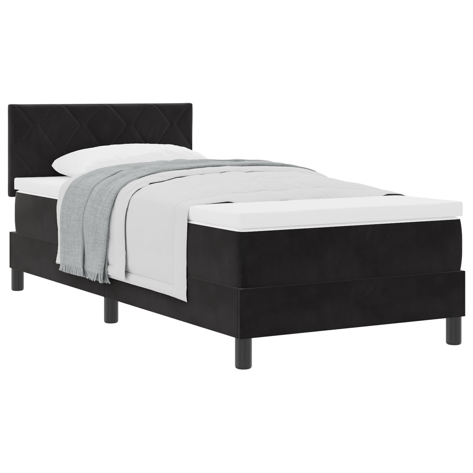 vidaXL Pat cu Arcuri și Saltea cu saltea Negru 100 x 200 cm țesătură vidaXL Pat cu Arcuri și Saltea cu saltea Negru 100 x 200 cm țesătură