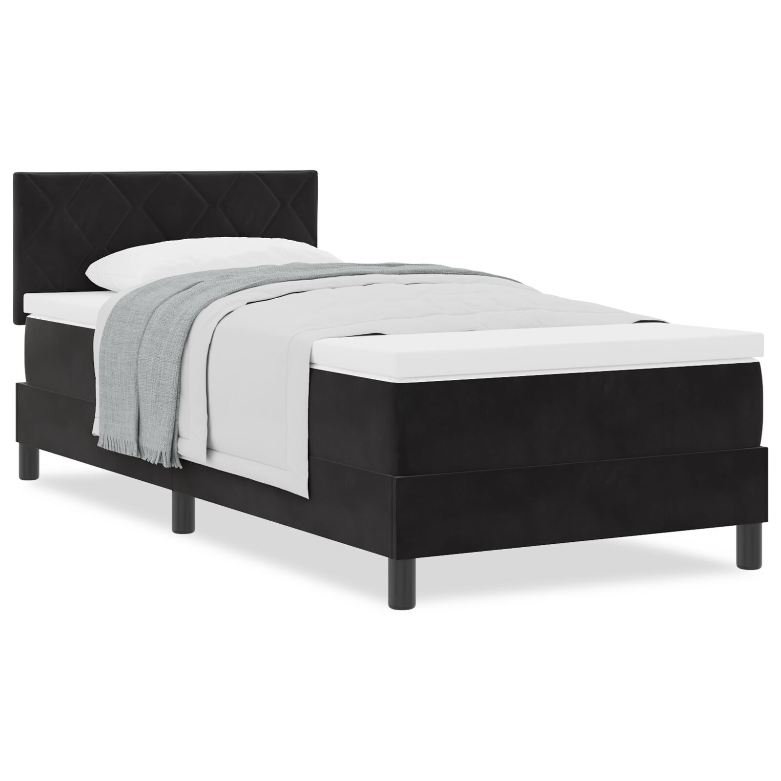 vidaXL Pat cu Arcuri și Saltea cu saltea Negru 100 x 200 cm țesătură vidaXL Pat cu Arcuri și Saltea cu saltea Negru 100 x 200 cm țesătură