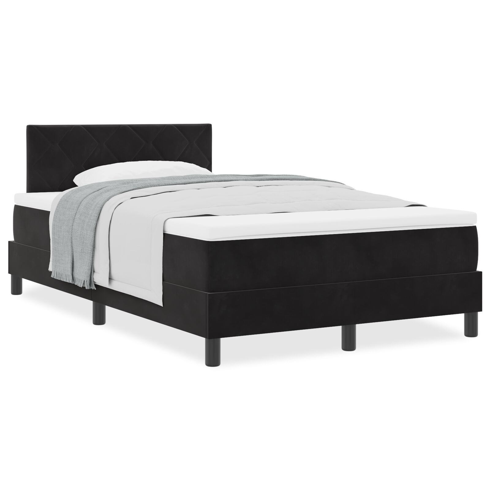 vidaXL Pat cu Arcuri și Saltea cu saltea Negru 120 x 200 cm țesătură vidaXL Pat cu Arcuri și Saltea cu saltea Negru 120 x 200 cm țesătură
