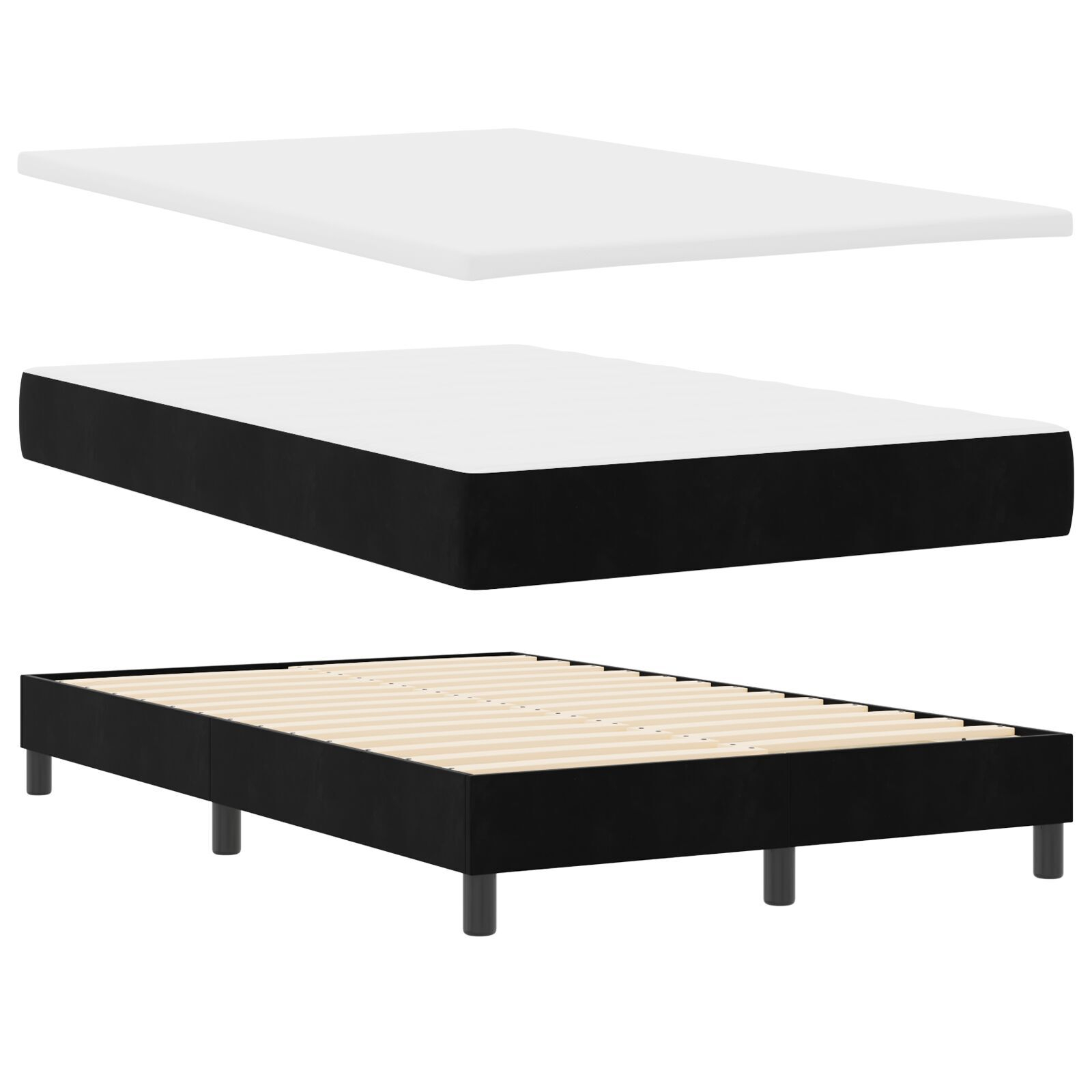 vidaXL Pat cu Arcuri și Saltea cu saltea Negru 120 x 200 cm țesătură vidaXL Pat cu Arcuri și Saltea cu saltea Negru 120 x 200 cm țesătură