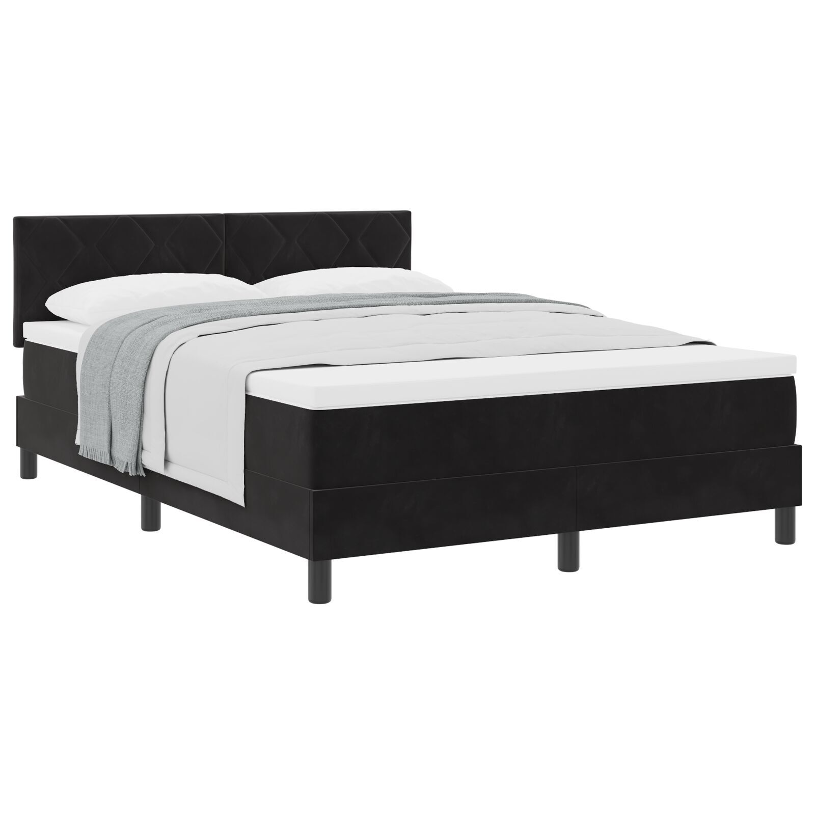 vidaXL Pat cu Arcuri și Saltea cu saltea Negru 140 x 200 cm țesătură vidaXL Pat cu Arcuri și Saltea cu saltea Negru 140 x 200 cm țesătură