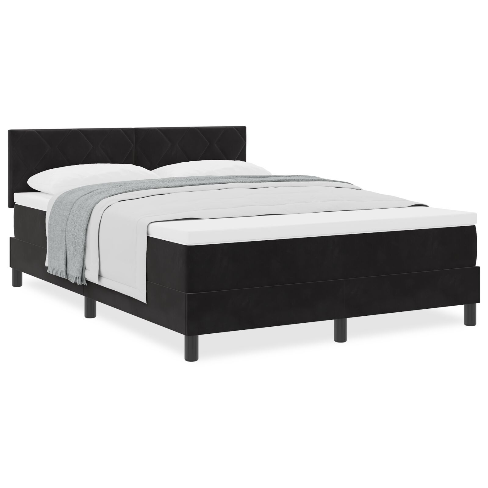 vidaXL Pat cu Arcuri și Saltea cu saltea Negru 140 x 200 cm țesătură vidaXL Pat cu Arcuri și Saltea cu saltea Negru 140 x 200 cm țesătură
