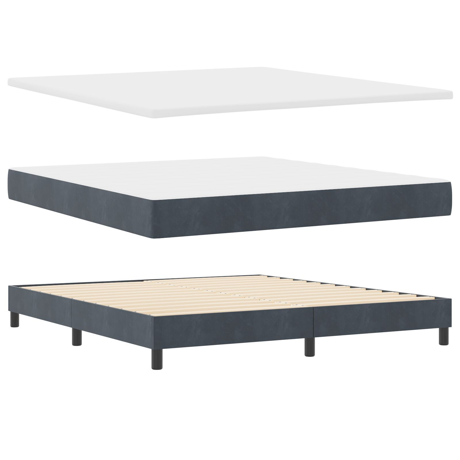 vidaXL Pat cu Arcuri și Saltea Gri închis 180 x 200 cm țesătură