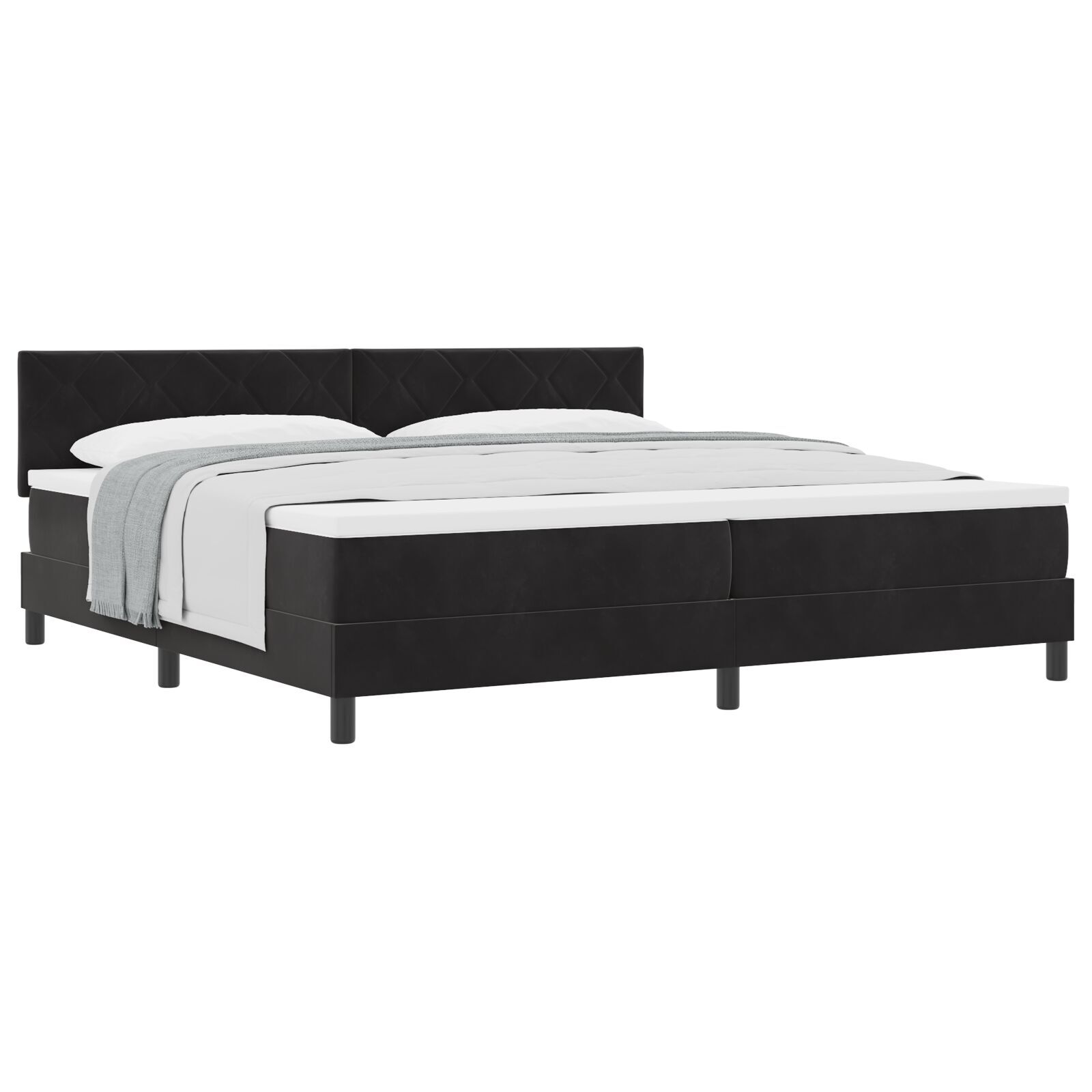 vidaXL Pat cu Arcuri și Saltea cu saltea Negru 200 x 200 cm țesătură vidaXL Pat cu Arcuri și Saltea cu saltea Negru 200 x 200 cm țesătură