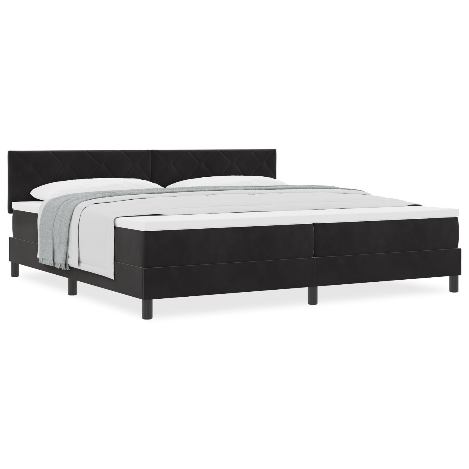 vidaXL Pat cu Arcuri și Saltea cu saltea Negru 200 x 200 cm țesătură vidaXL Pat cu Arcuri și Saltea cu saltea Negru 200 x 200 cm țesătură