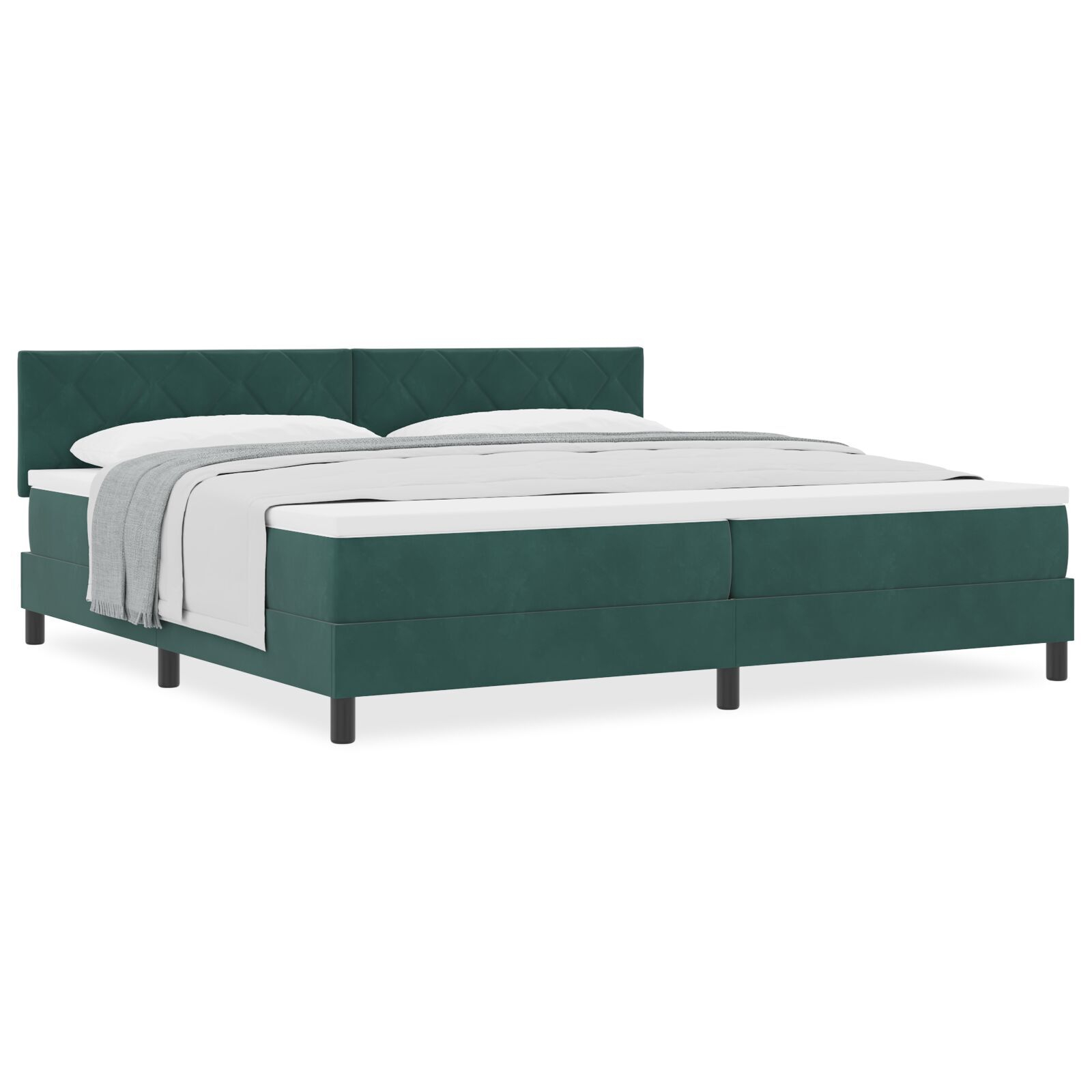 vidaXL Pat cu Arcuri și Saltea Verde închis 200 x 200 cm țesătură
