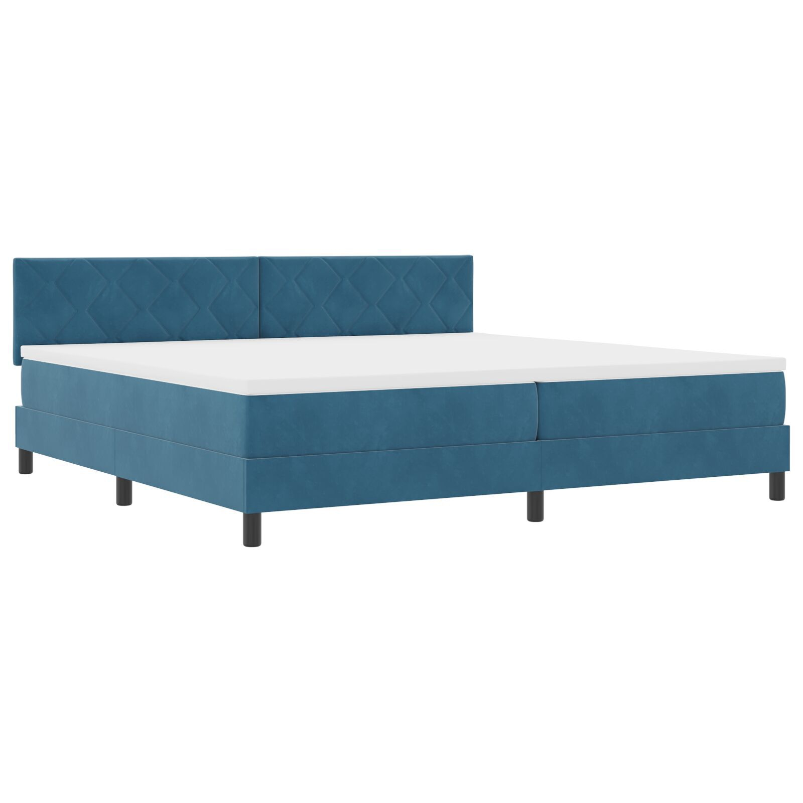 vidaXL Pat cu Arcuri și Saltea Albastru închis 200 x 200 cm țesătură vidaXL Pat cu Arcuri și Saltea Albastru închis 200 x 200 cm țesătură