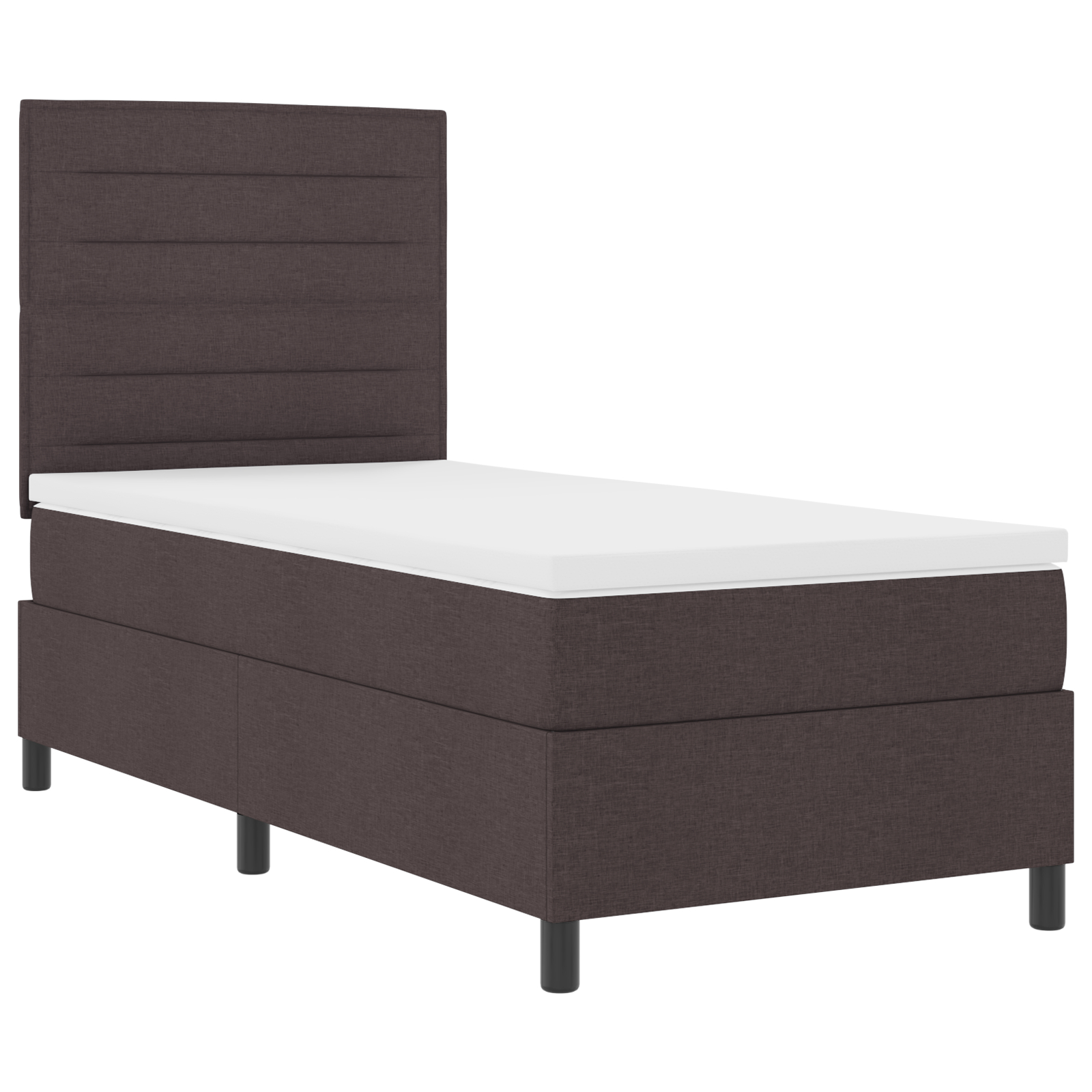 vidaXL Pat cu arcuri cu saltea Maro închis 90 x 190 cm țesătură vidaXL Pat cu arcuri cu saltea Maro închis 90 x 190 cm țesătură
