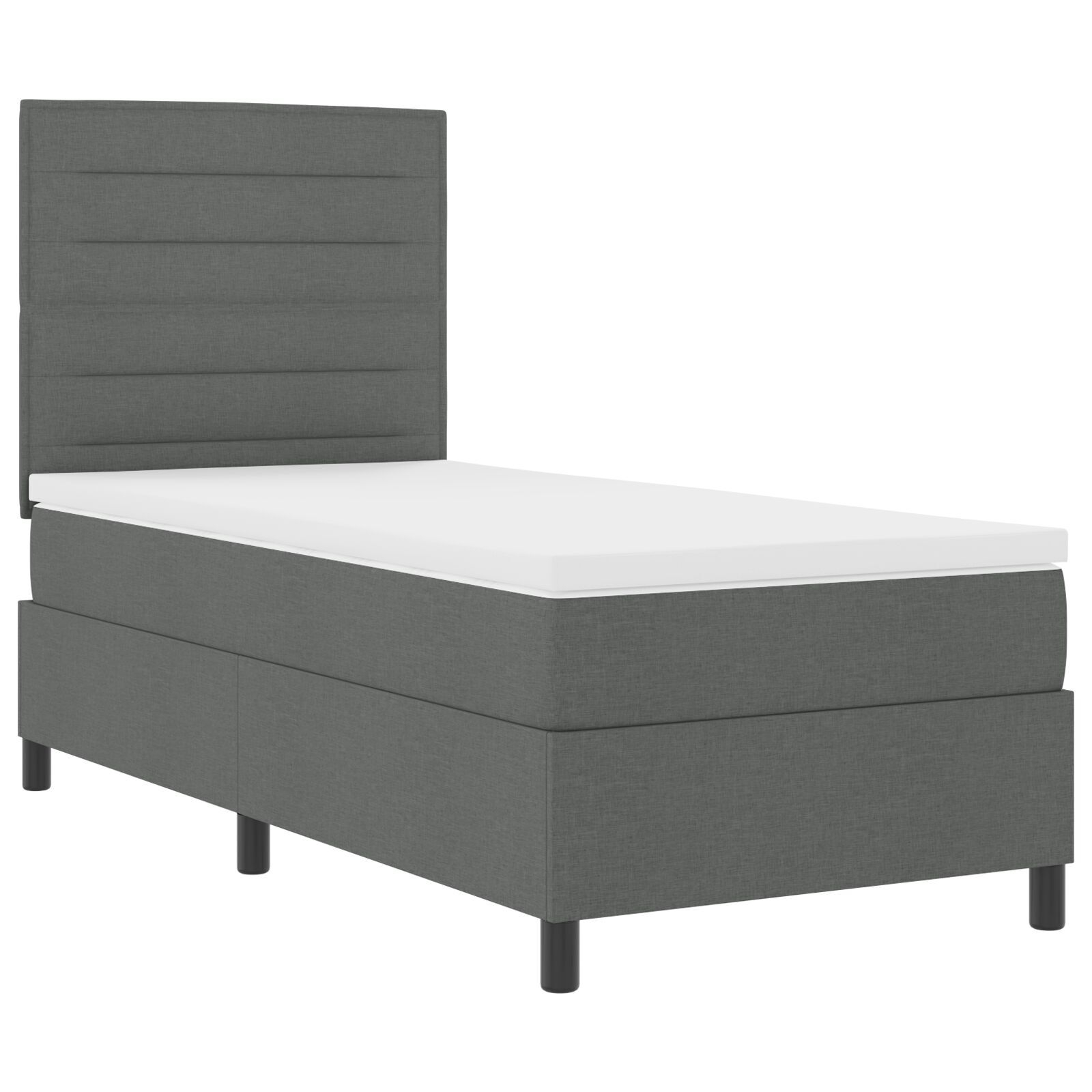 vidaXL Pat cu arcuri cu saltea Gri închis 100 x 200 cm țesătură vidaXL Pat cu arcuri cu saltea Gri închis 100 x 200 cm țesătură