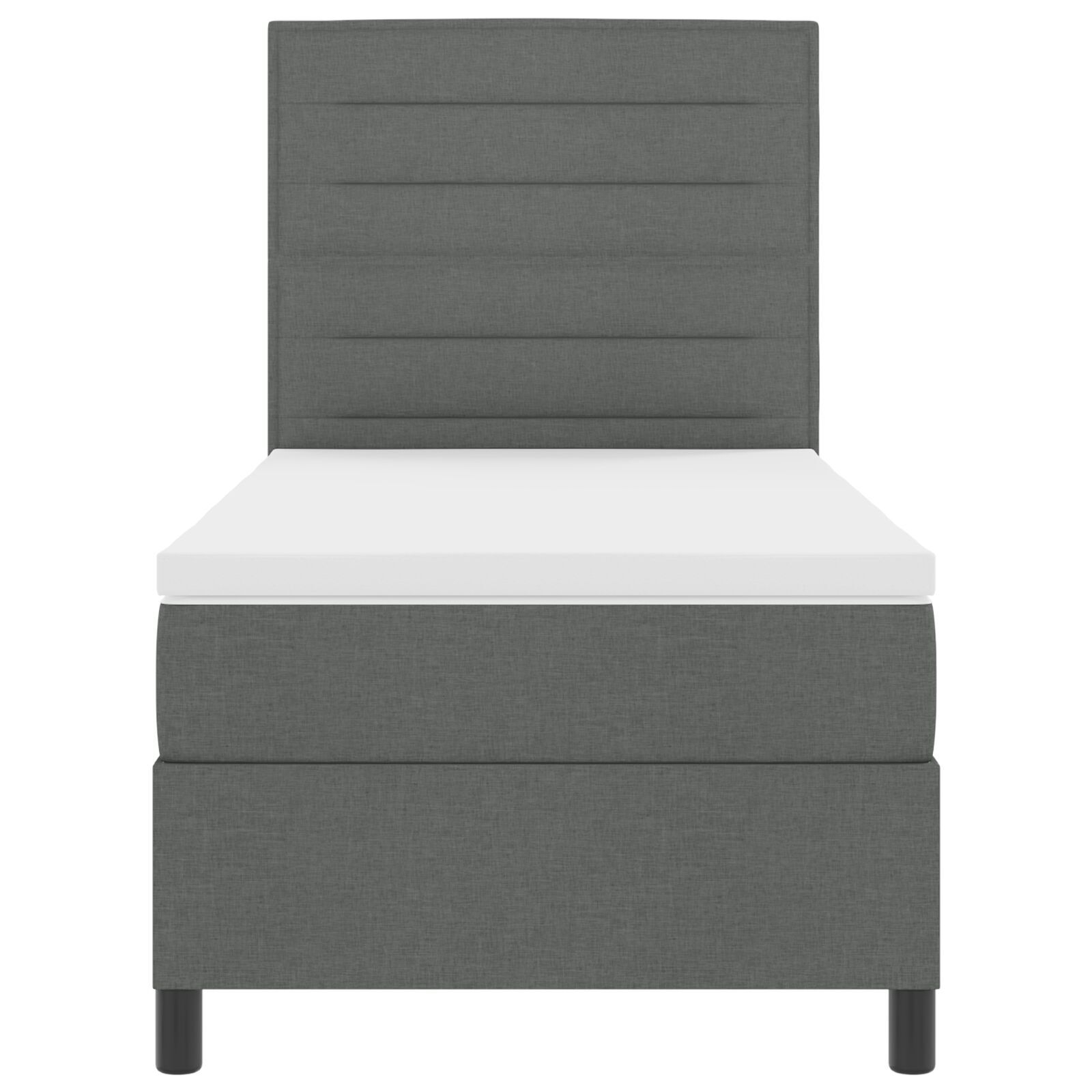 vidaXL Pat cu arcuri cu saltea Gri închis 100 x 200 cm țesătură vidaXL Pat cu arcuri cu saltea Gri închis 100 x 200 cm țesătură