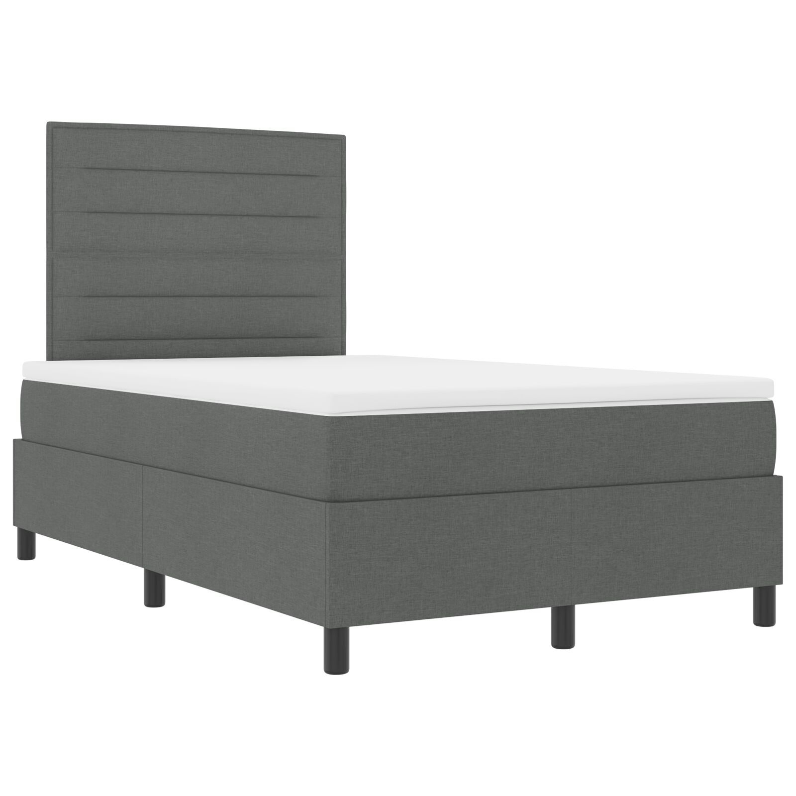 vidaXL Pat cu arcuri cu saltea Gri închis 120 x 200 cm țesătură vidaXL Pat cu arcuri cu saltea Gri închis 120 x 200 cm țesătură
