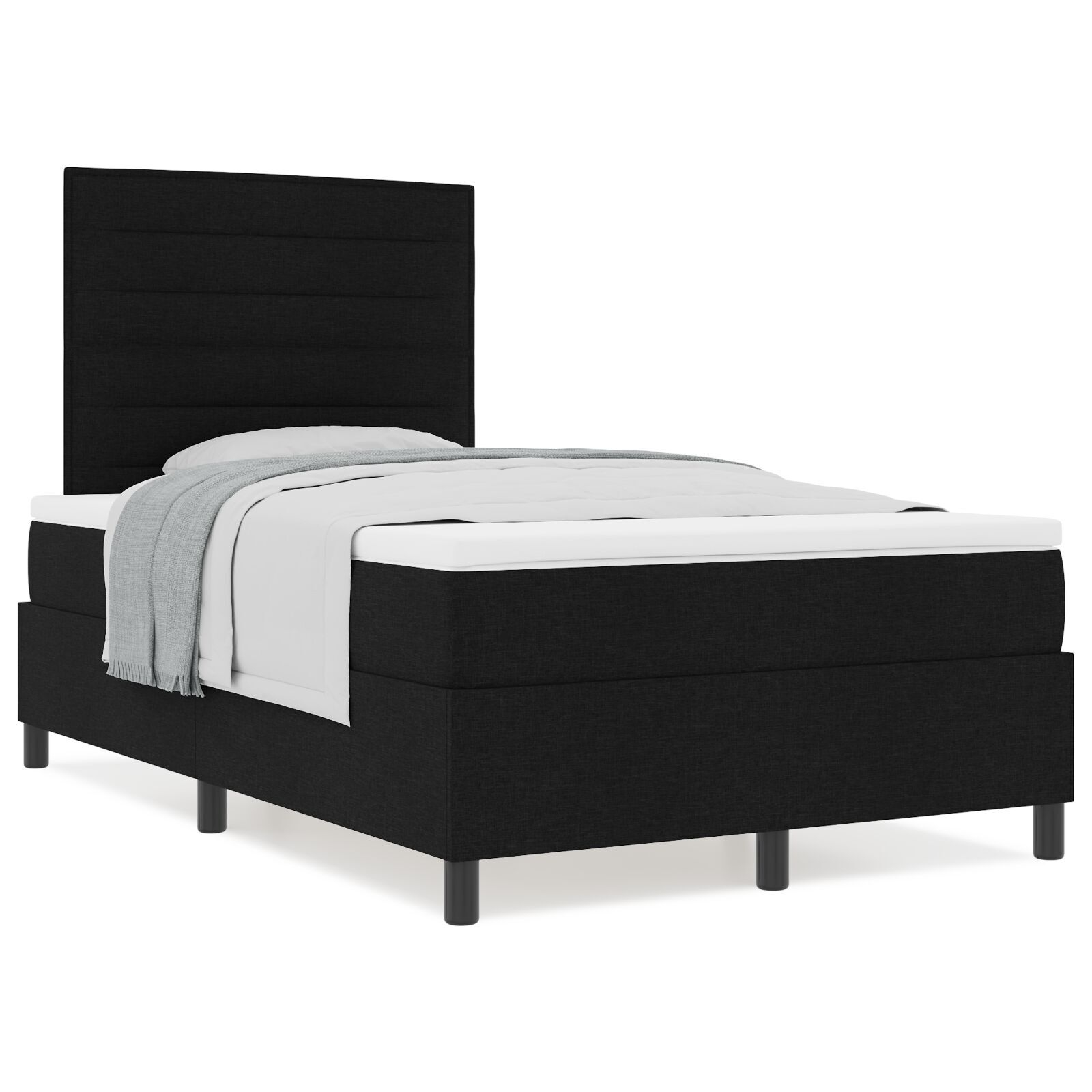 vidaXL Pat cu arcuri cu saltea Negru 120 x 200 cm țesătură vidaXL Pat cu arcuri cu saltea Negru 120 x 200 cm țesătură