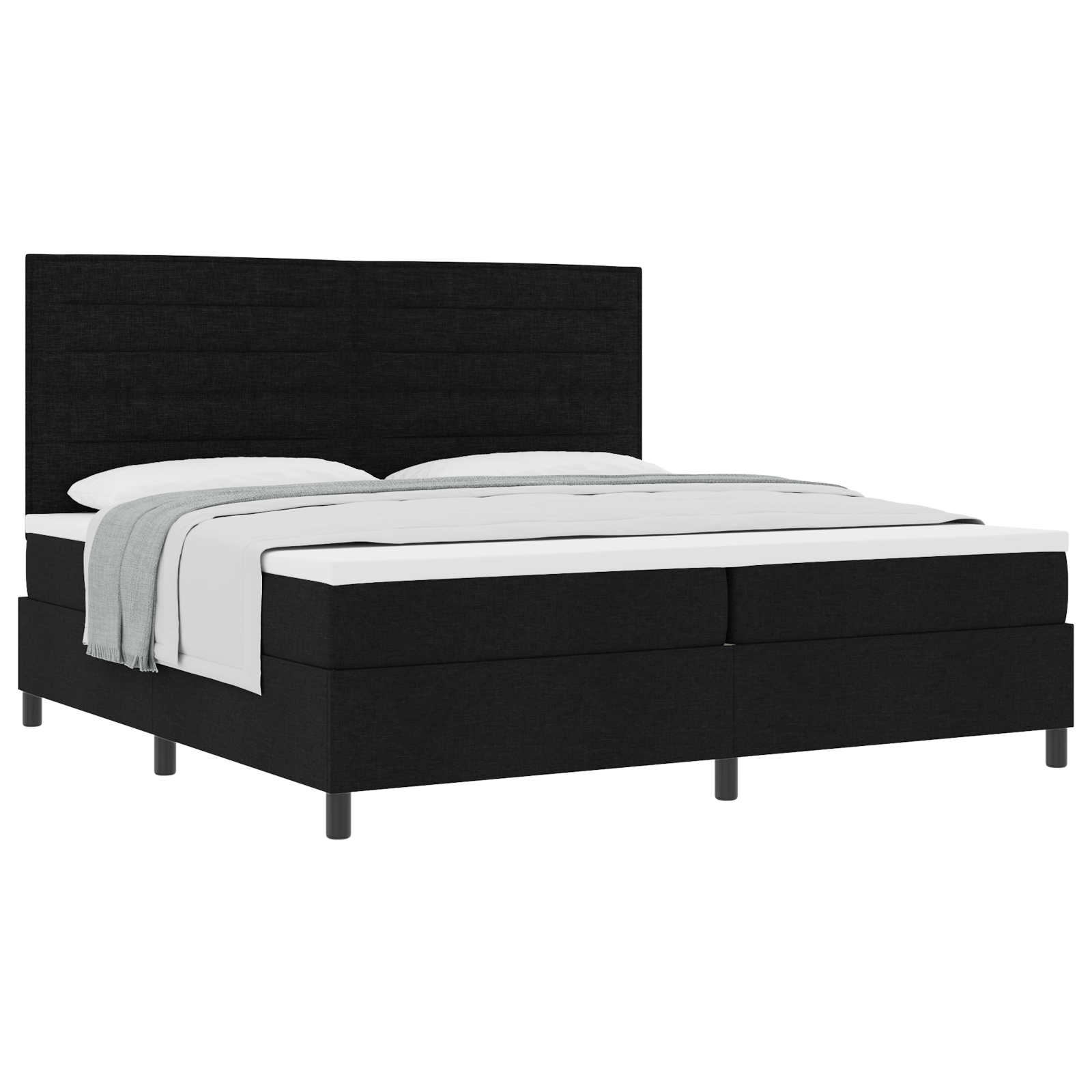 vidaXL Pat cu arcuri cu saltea Negru 200 x 200 cm țesătură vidaXL Pat cu arcuri cu saltea Negru 200 x 200 cm țesătură