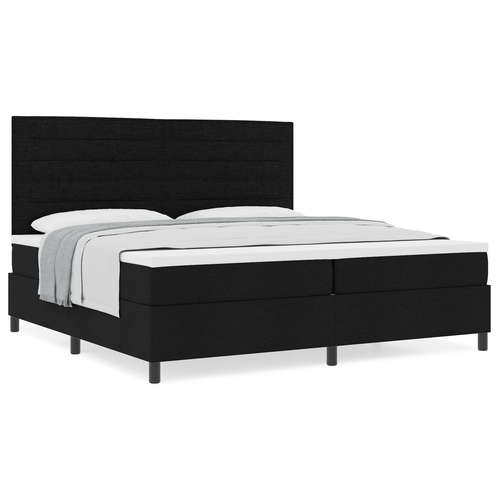 vidaXL Pat cu arcuri cu saltea Negru 200 x 200 cm țesătură vidaXL Pat cu arcuri cu saltea Negru 200 x 200 cm țesătură