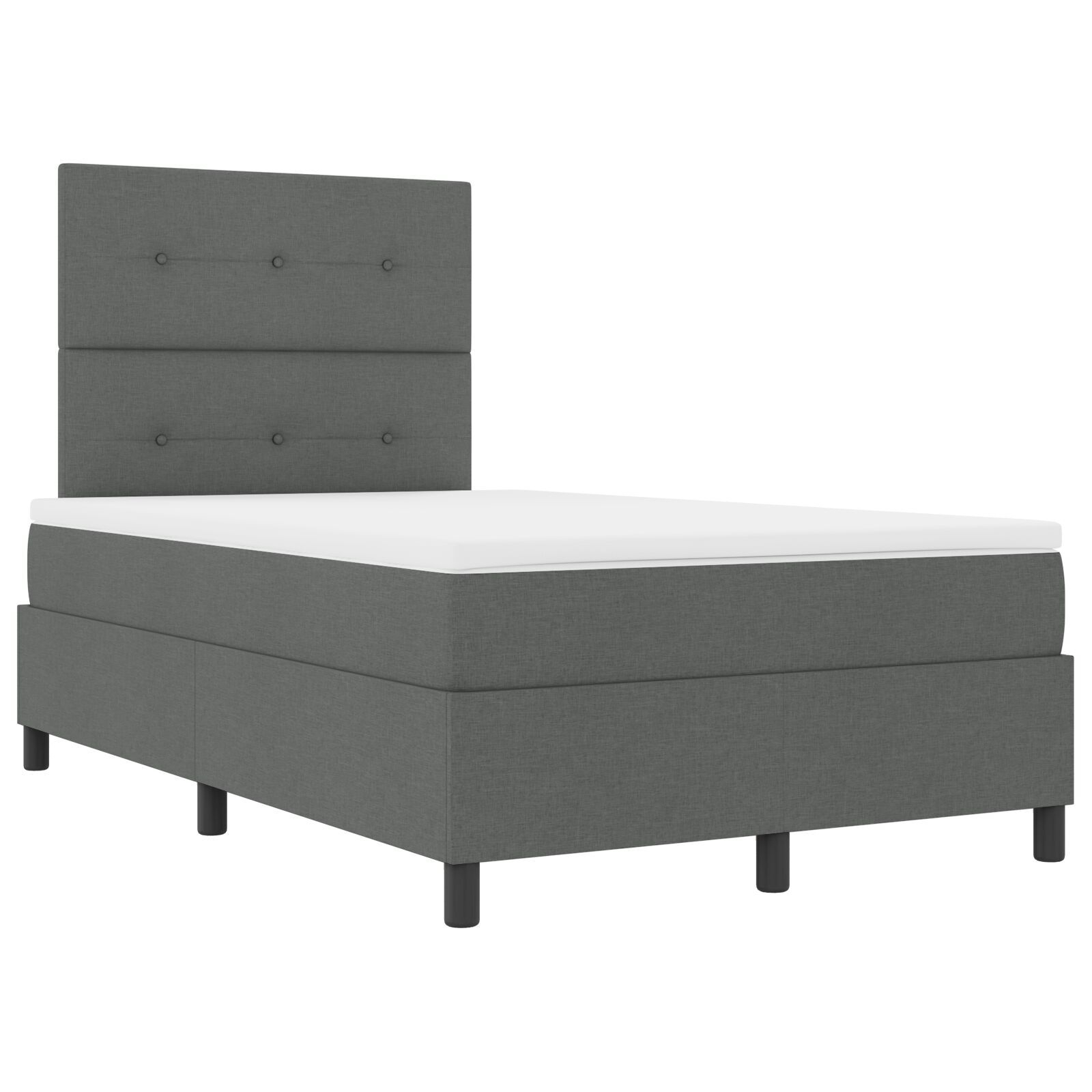 vidaXL Pat cu arcuri cu saltea Gri închis 120 x 200 cm țesătură vidaXL Pat cu arcuri cu saltea Gri închis 120 x 200 cm țesătură