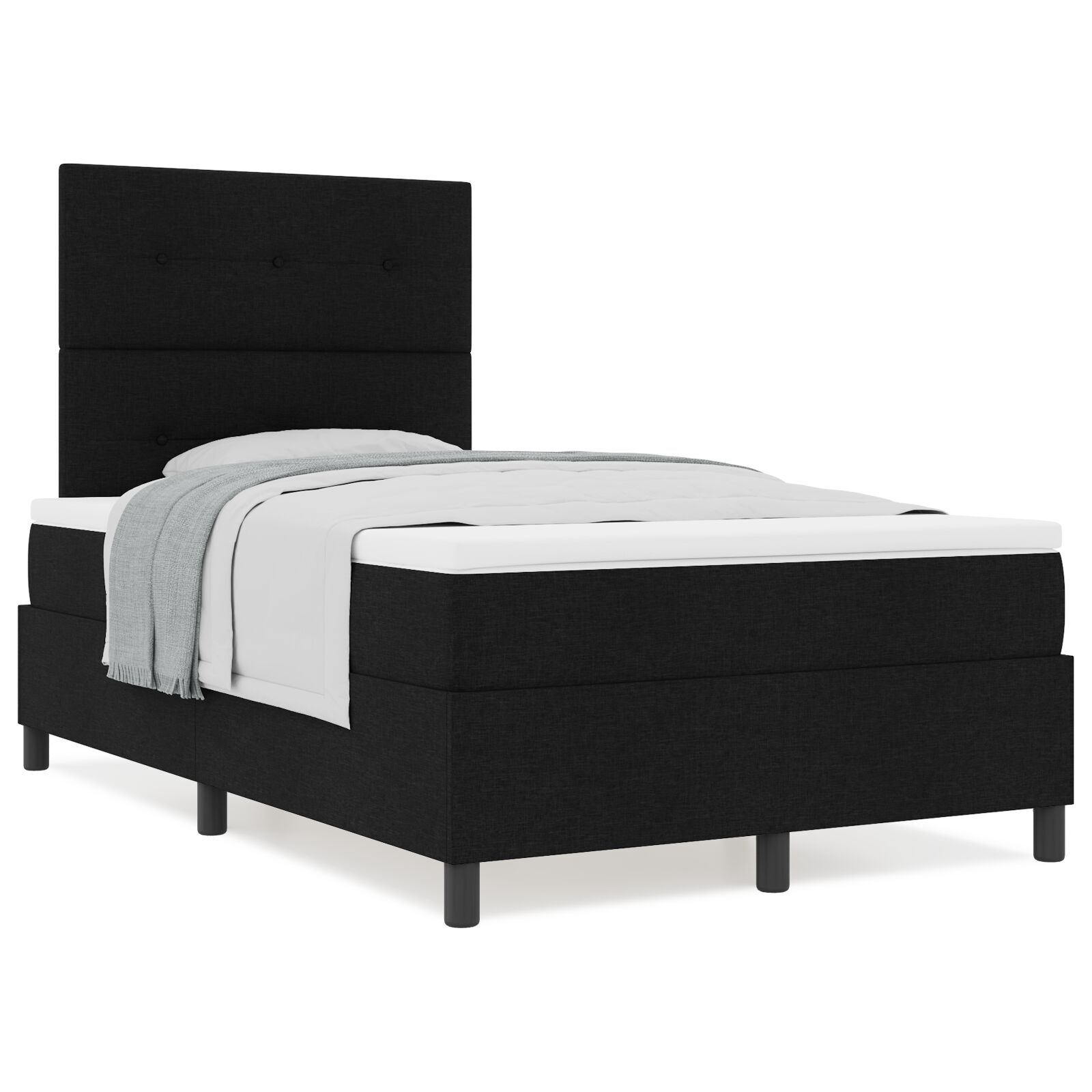 vidaXL Pat cu arcuri cu saltea Negru 120 x 200 cm țesătură vidaXL Pat cu arcuri cu saltea Negru 120 x 200 cm țesătură